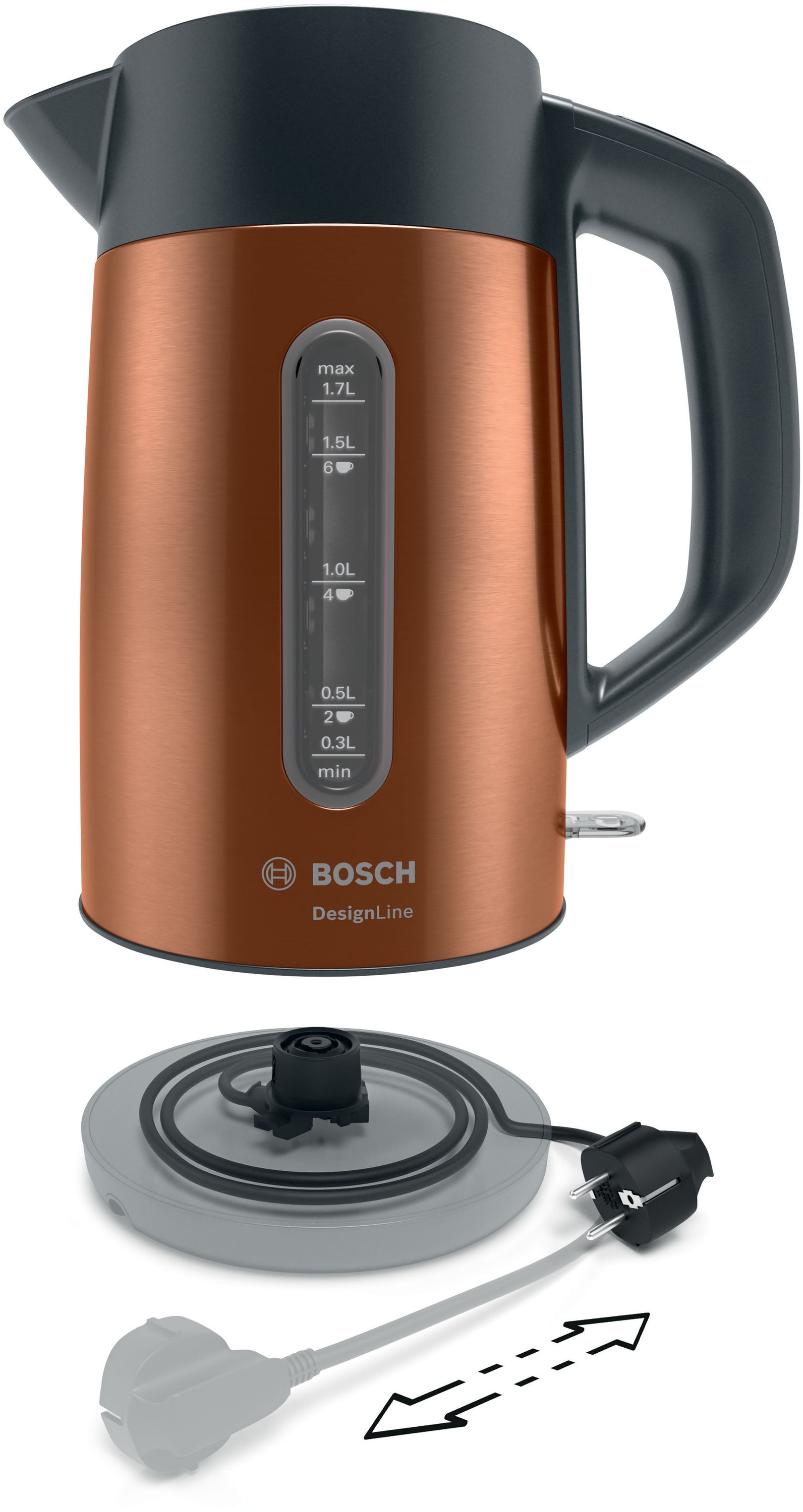Kuvalo za vodu TWK4P439 DesignLine, 1.7 L, Copper