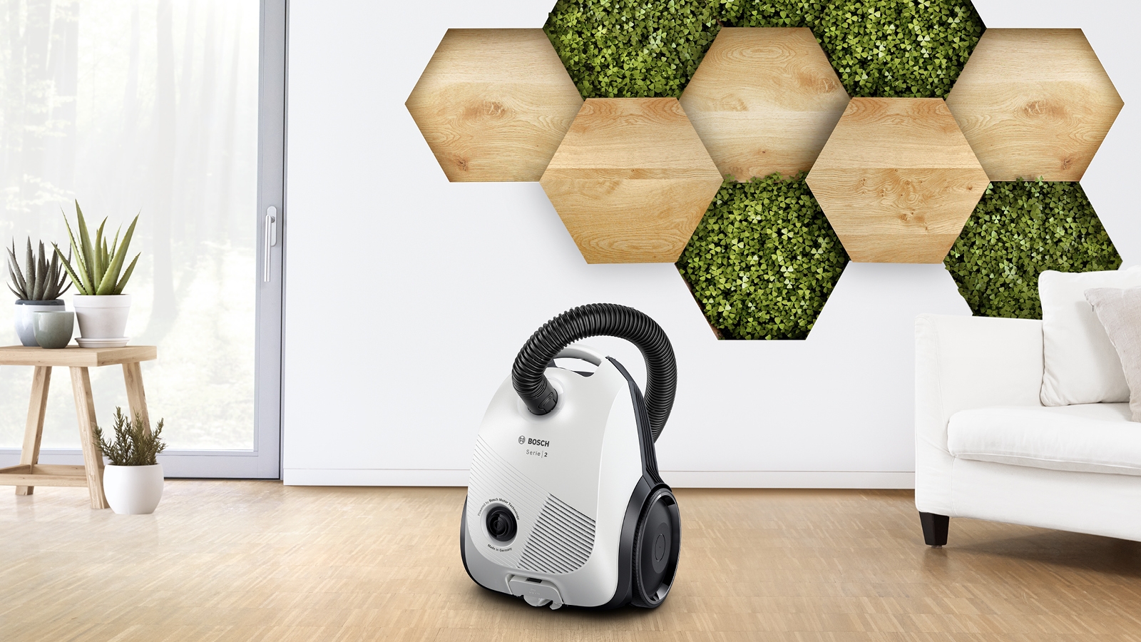 Series 2, Bagged vacuum cleaner, White, BGLS2FRESH