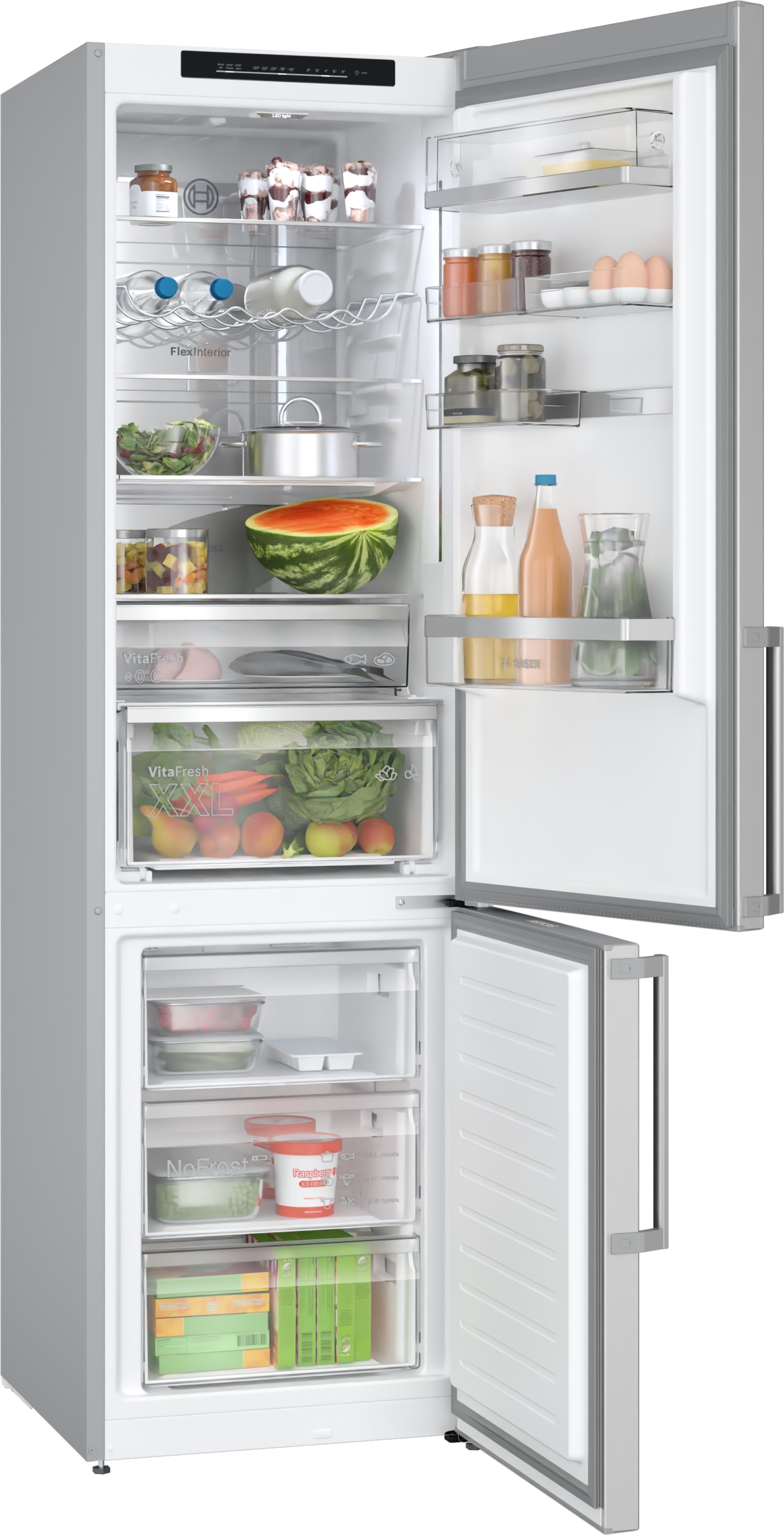 Serija 6, Samostojeći frižider sa zamrzivačem dole, 203 x 60 cm, Nerđajući čelik (sa anti-fingerprint), KGN39AIAT
