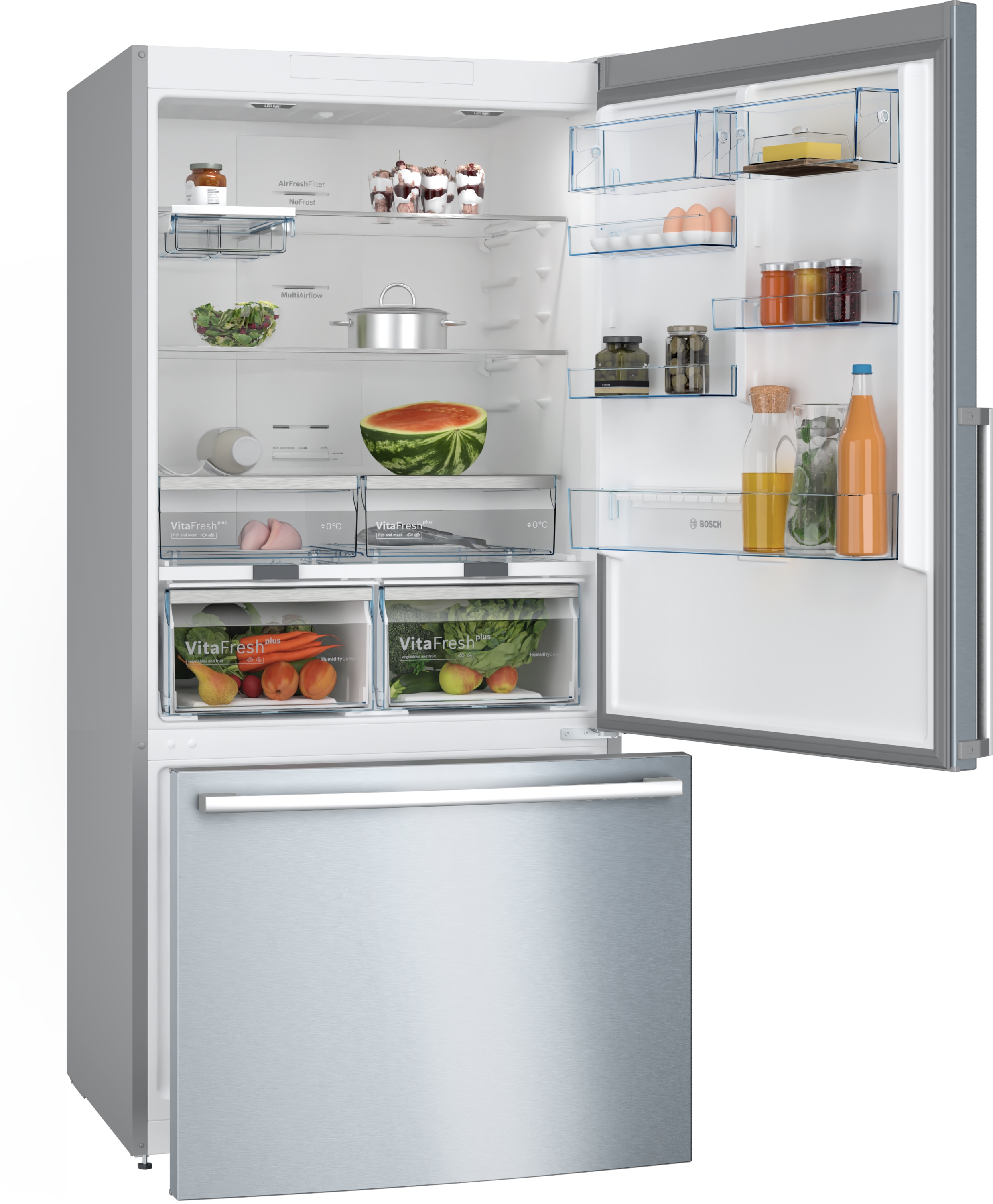 Serija 4, Samostojeći frižider sa zamrzivačem dole, 186 x 86 cm, Nerđajući čelik (sa anti-fingerprint), KGB86XIEP