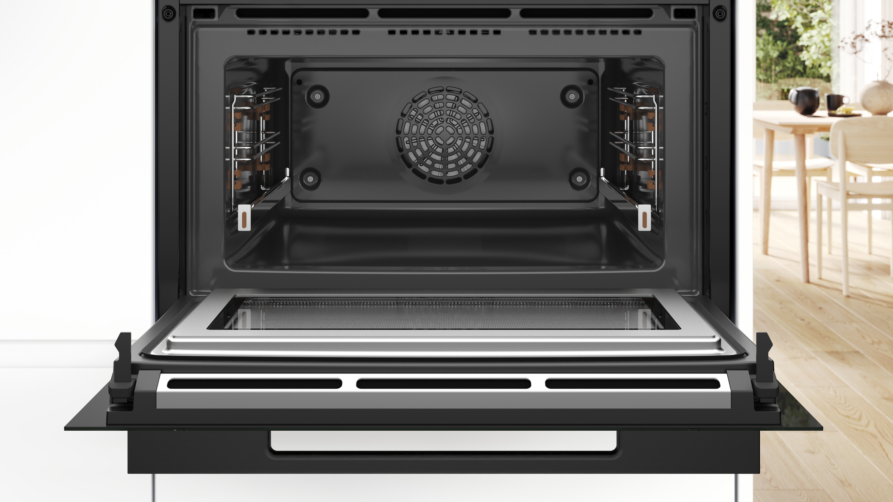Series 8, Built-in compact oven with microwave function, 60 x 45 cm, Black, CMG978NB1