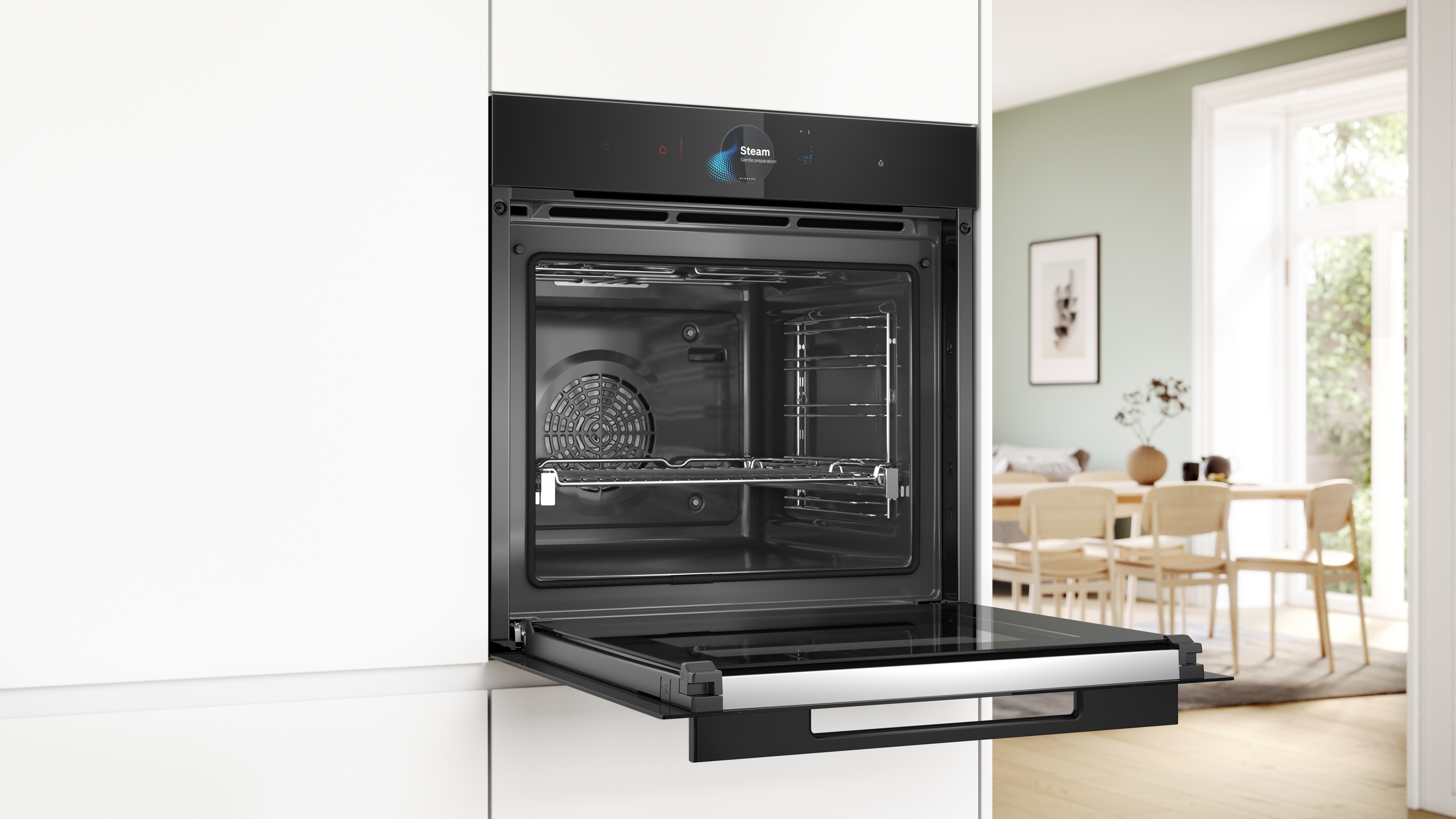 Series 8, Built-in oven with added steam function, 60 x 60 cm, Black, HRG978NB1