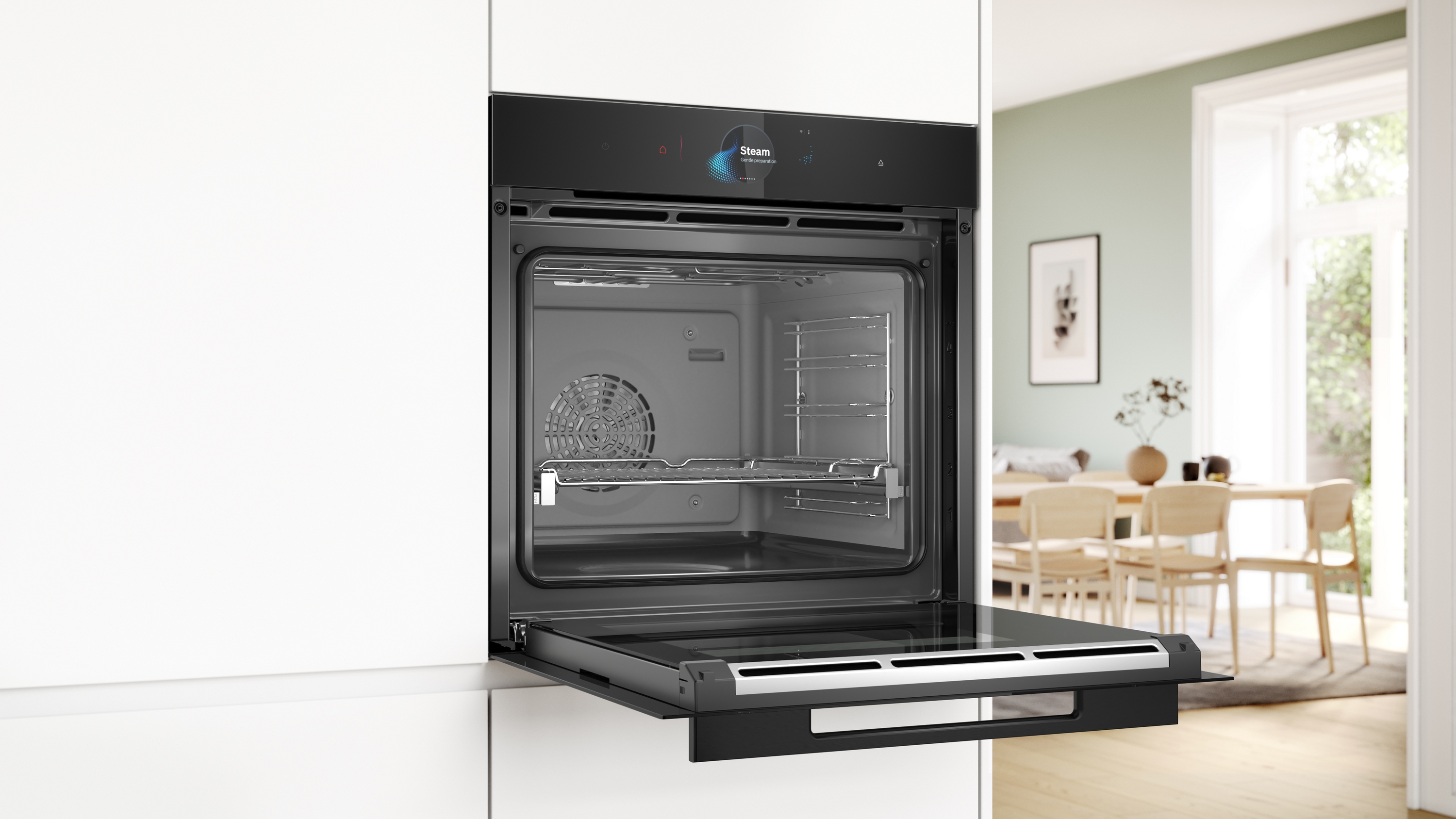 Series 8, Built-in oven with steam function, 60 x 60 cm, Black, HSG958ED1