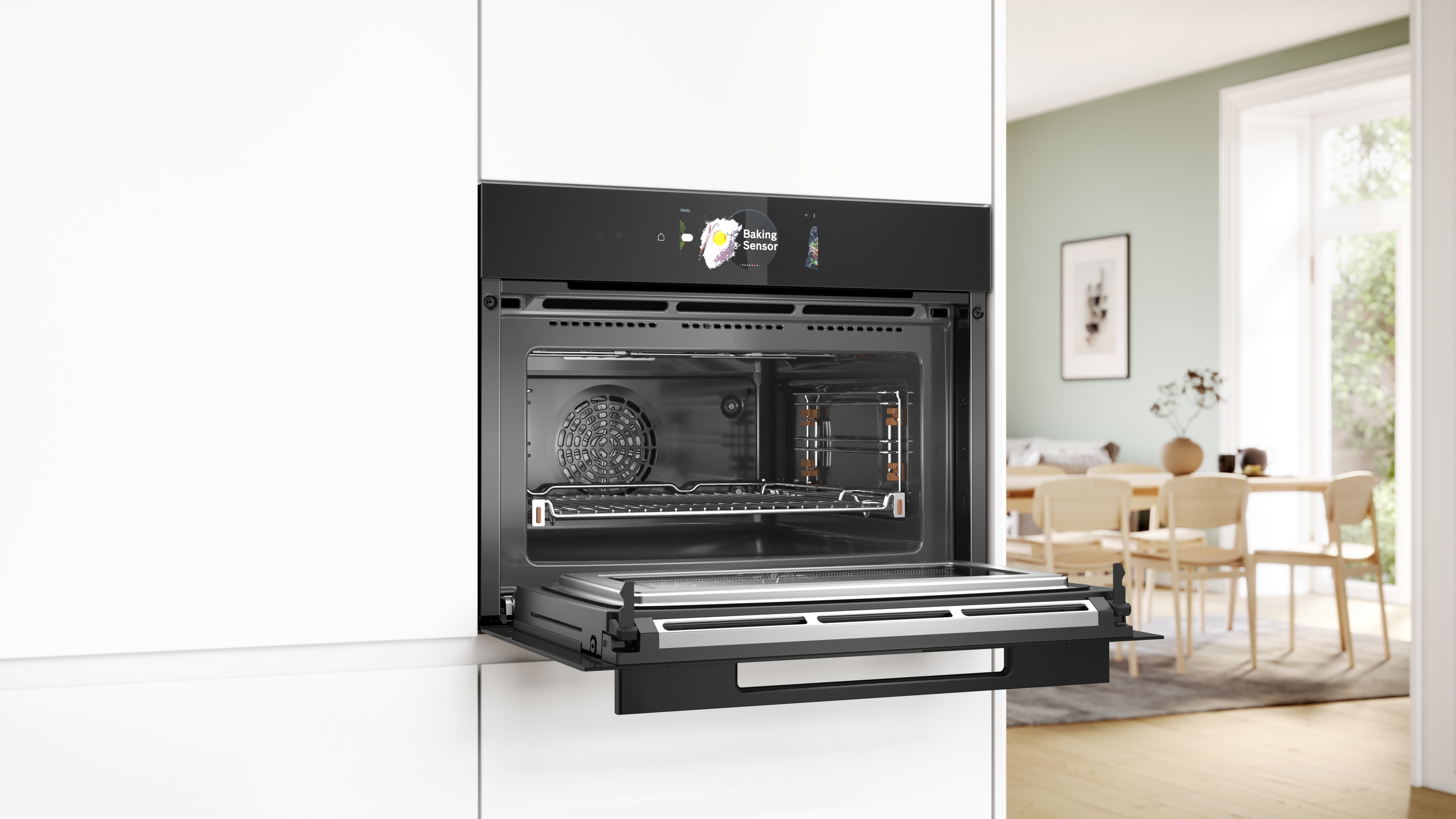 Series 8, Built-in compact oven with microwave function, 60 x 45 cm, Black, CMG978NB1