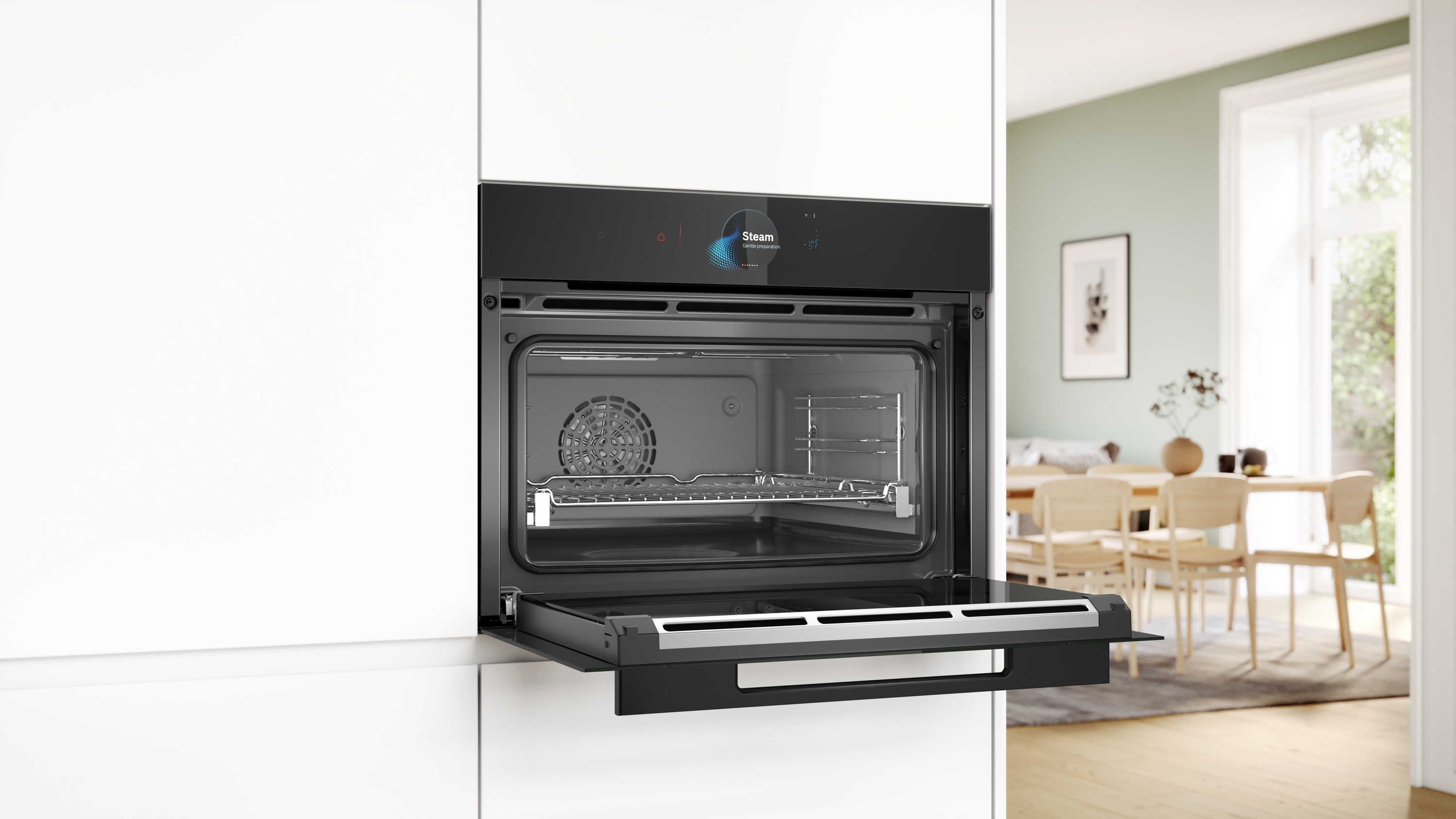 Series 8, Built-in compact oven with steam function, 60 x 45 cm, Black, CSG958DD1