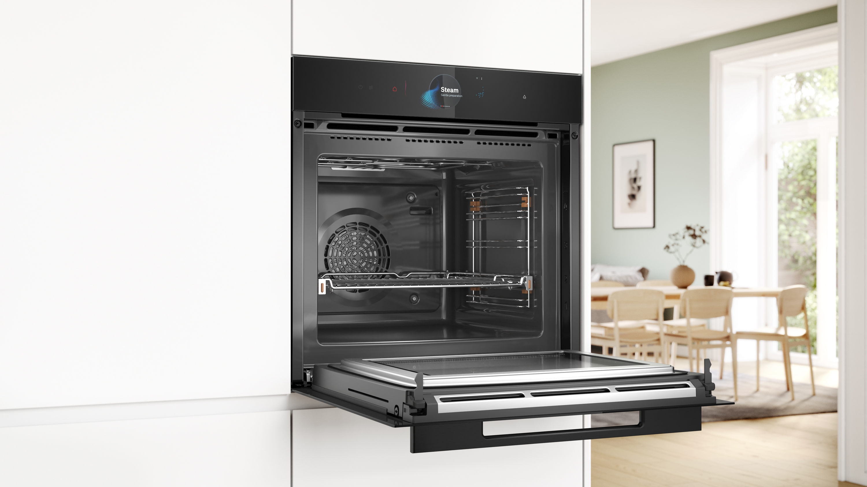 Series 8, Built-in oven with added steam and microwave function, 60 x 60 cm, Black, HNG978QB1