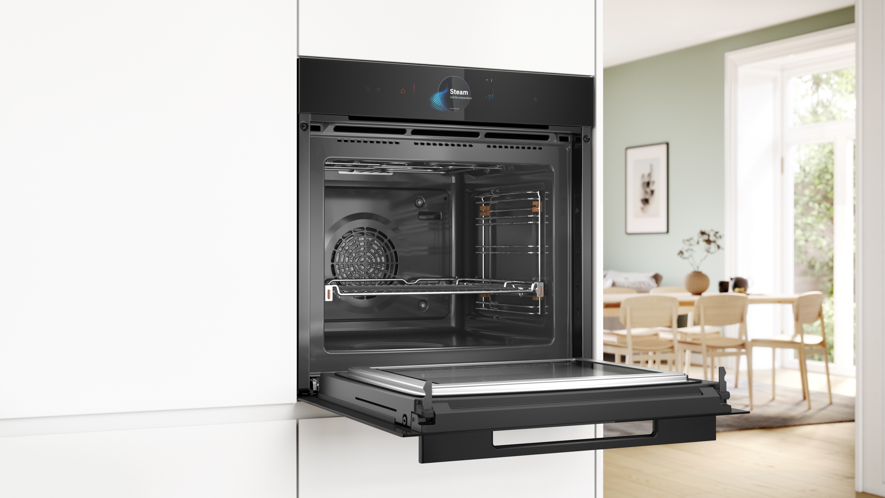 Series 8, Built-in oven with added steam and microwave function, 60 x 60 cm, Black, HNG978QB1