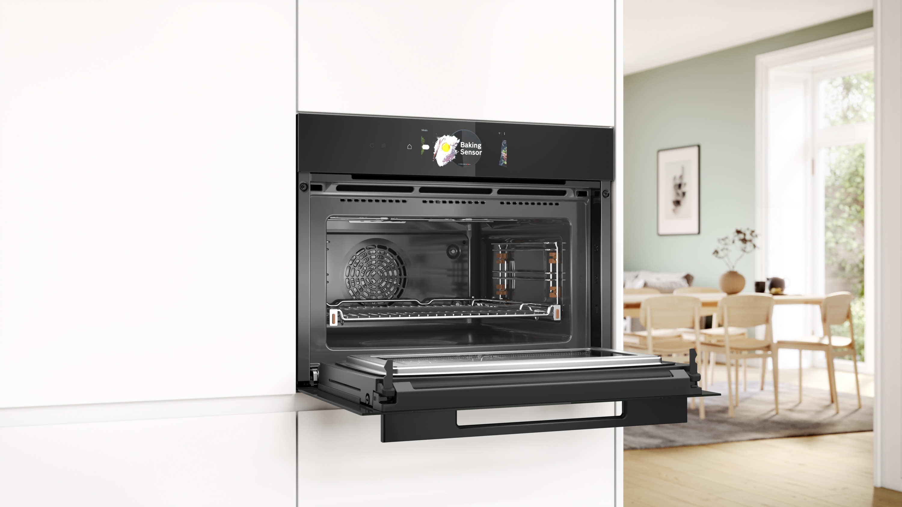 Series 8, Built-in compact oven with microwave function, 60 x 45 cm, Black, CMG978NB1