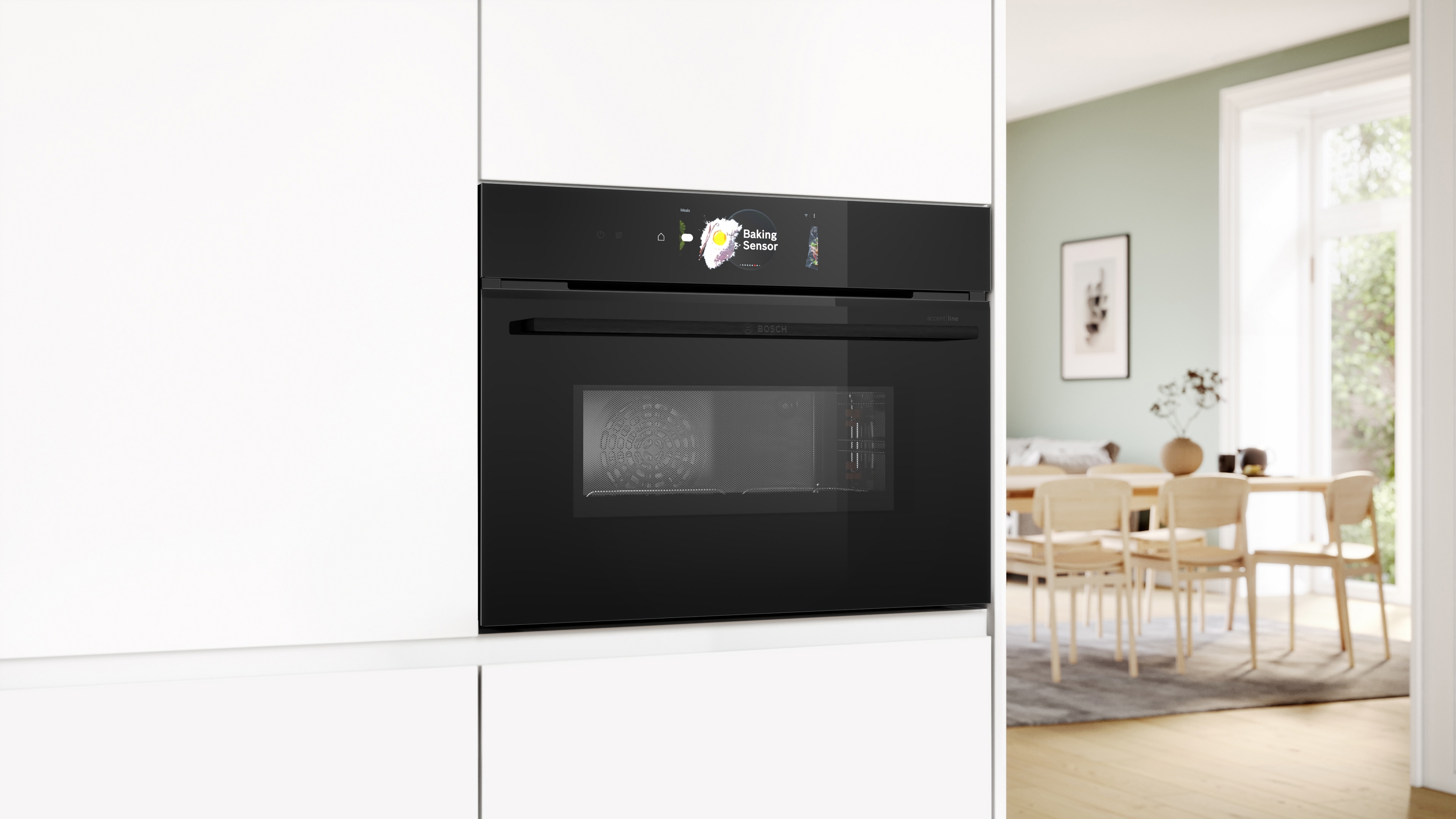 Series 8, Built-in compact oven with microwave function, 60 x 45 cm, Black, CMG978NB1