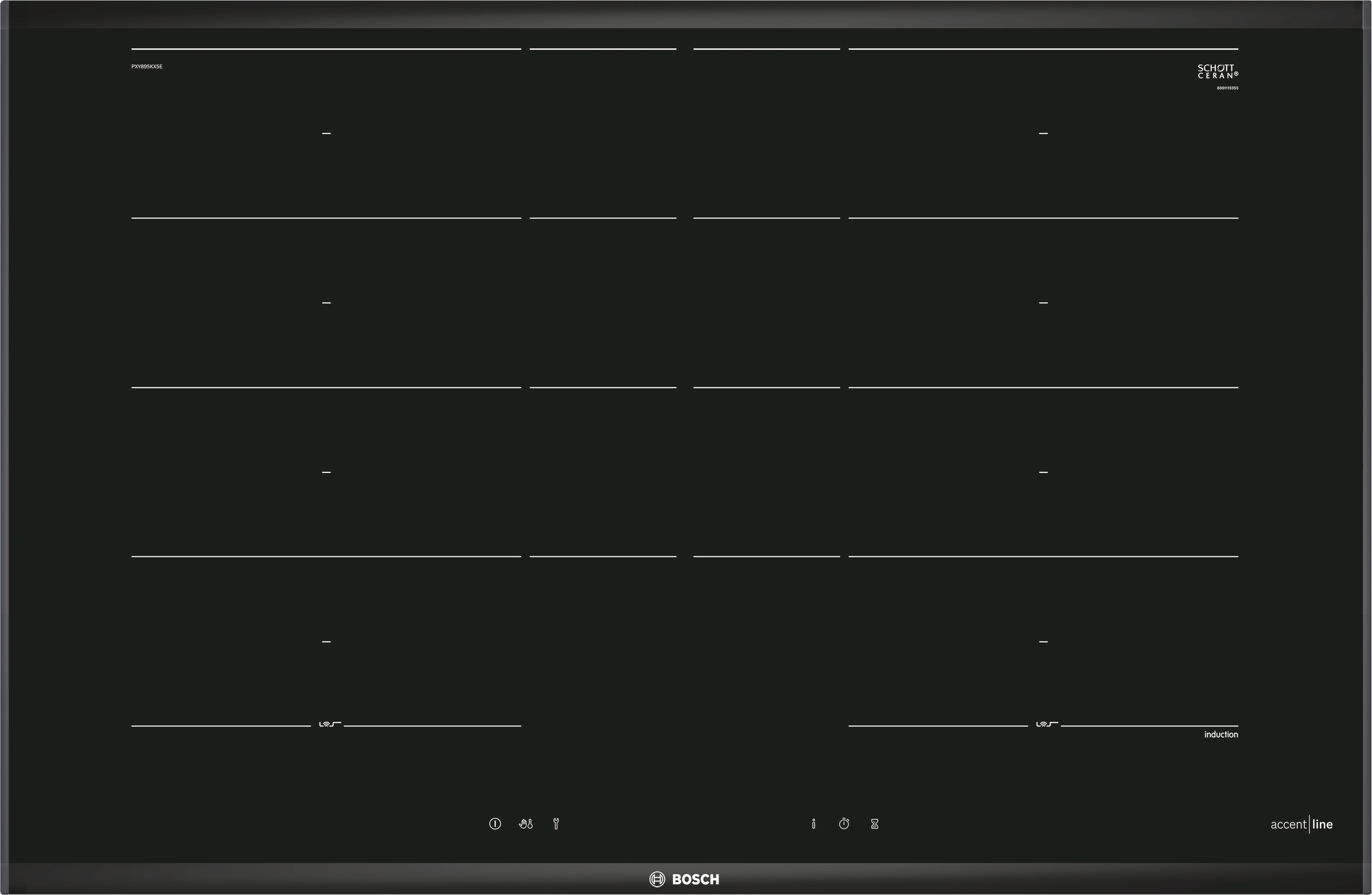 Series 8, Flex induction hob, 80 cm, Black, surface mount with frame, PXY895KX5E
