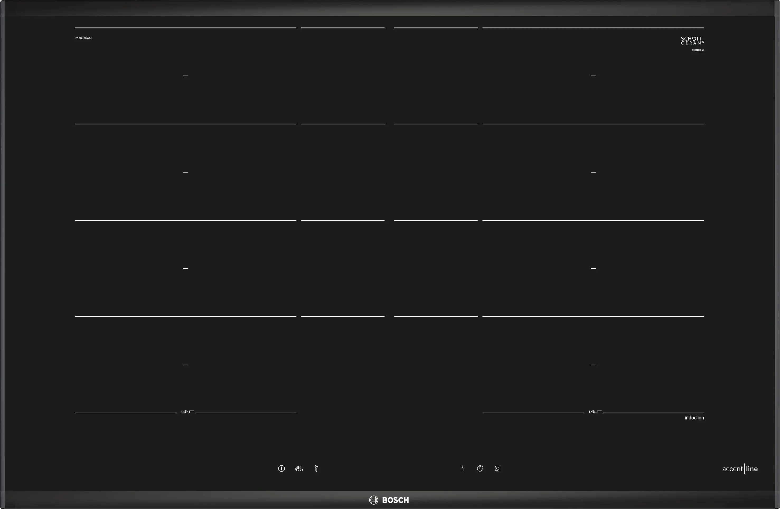 Series 8, Flex induction hob, 80 cm, Black, surface mount with frame, PXY895KX5E