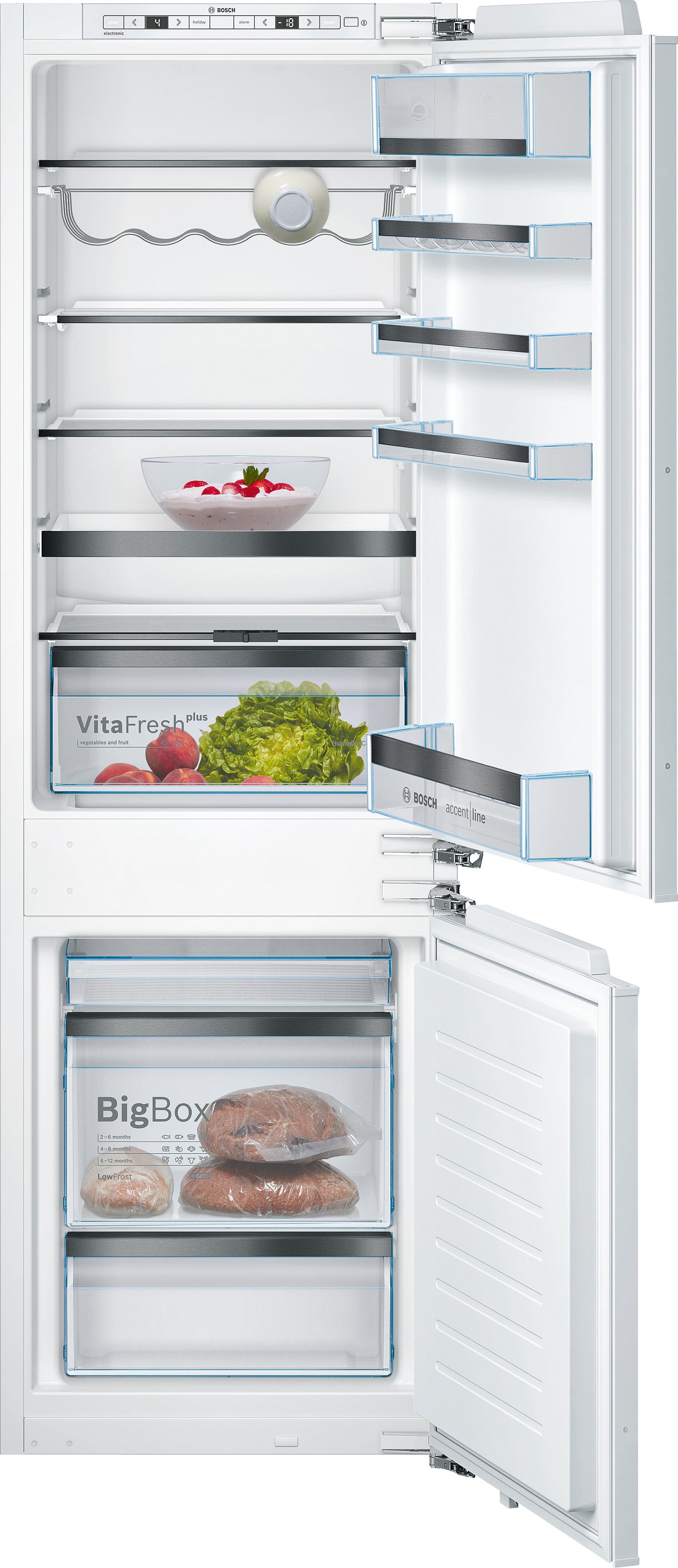 Serija 6, Ugradni frižider sa zamrzivačem dole, 177.2 x 55.8 cm, fiksna šarka, lagano zatvaranje, KIS86SDE0