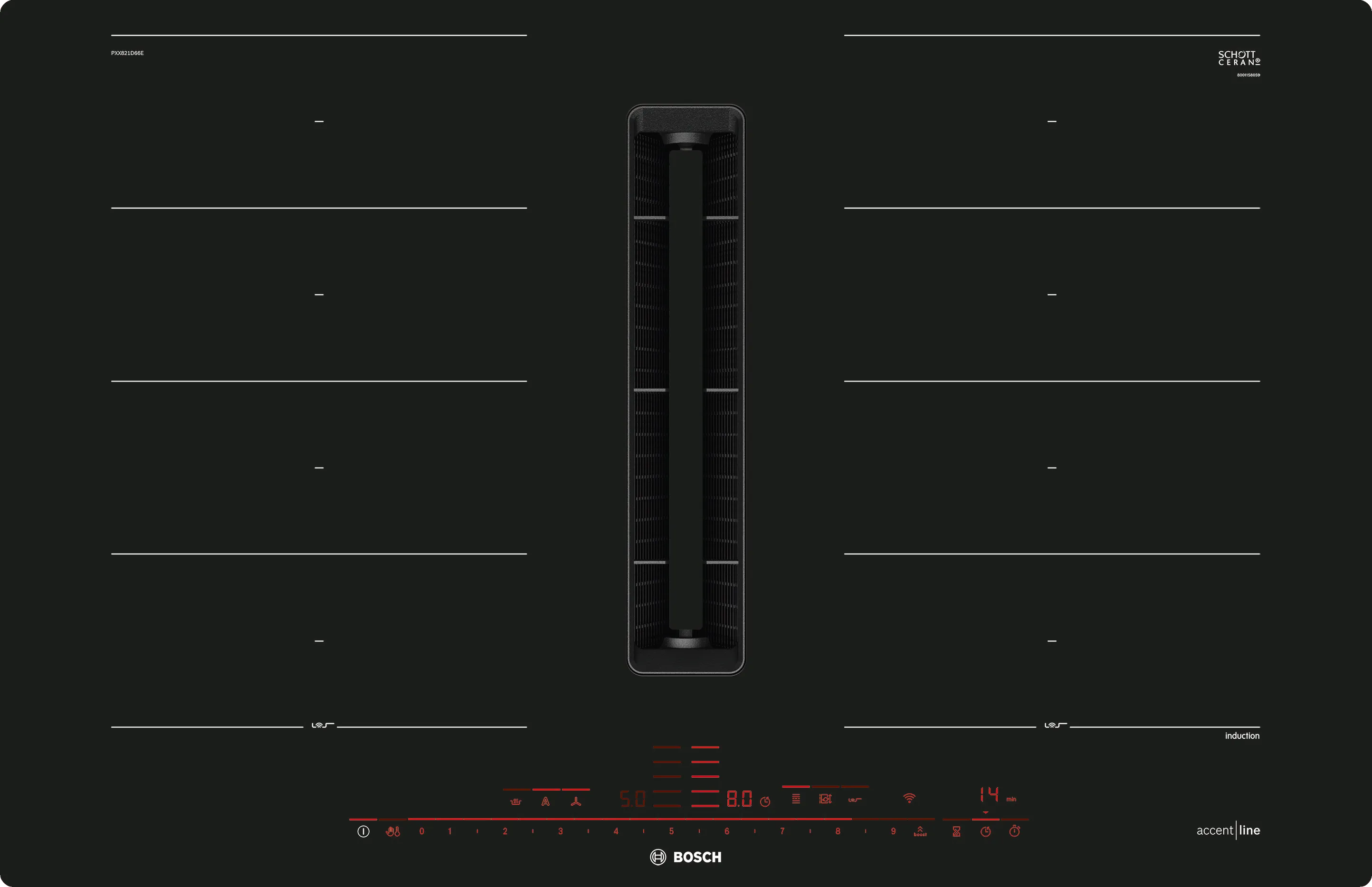 Series 8, Induction hob with integrated ventilation system, 80 cm, flush mount, PXX821D66E
