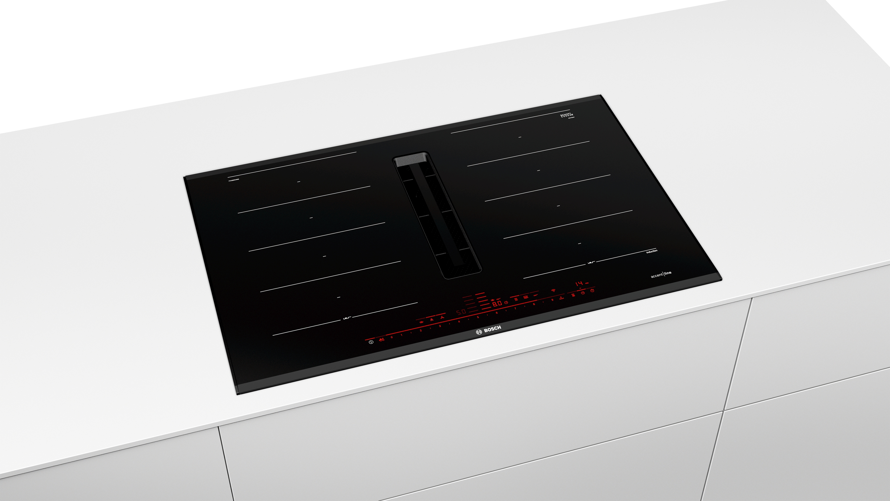 Series 8, Induction hob with integrated ventilation system, 80 cm, surface mount with frame, PXX895D66E