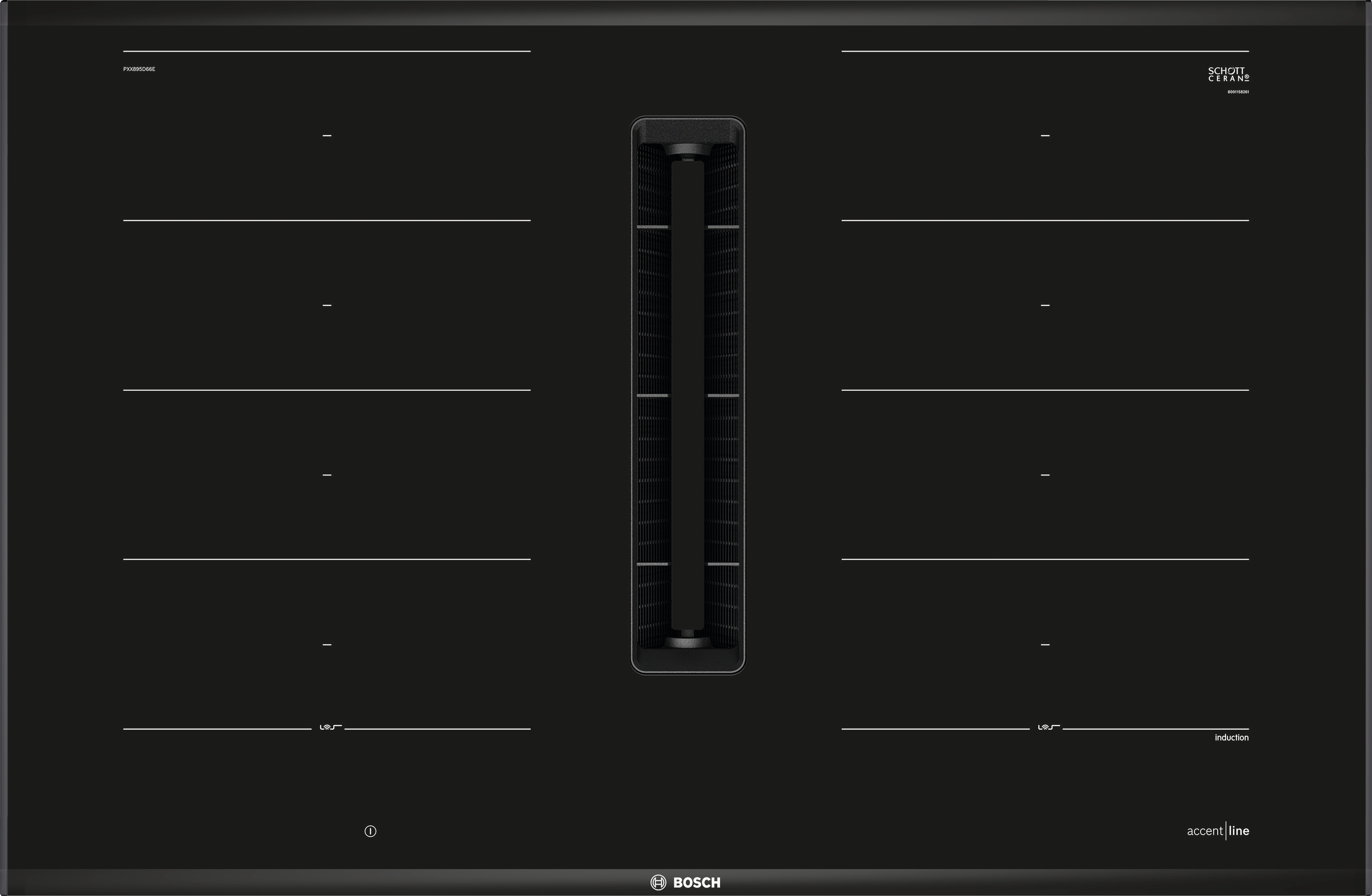 Series 8, Induction hob with integrated ventilation system, 80 cm, surface mount with frame, PXX895D66E