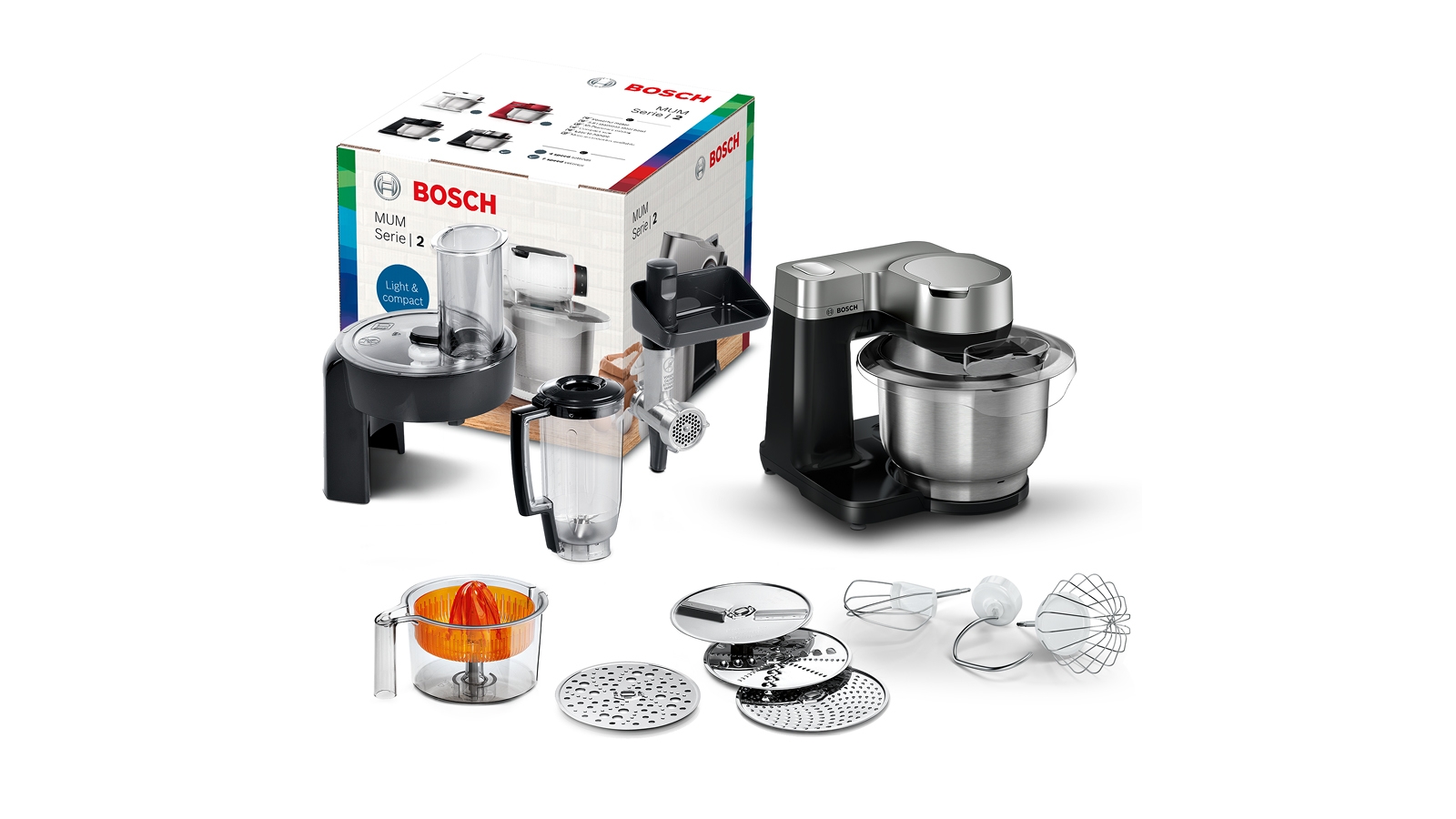 Kitchen machine, MUM Serie I 2, 900 W, Black, Silver, MUMS2VM40