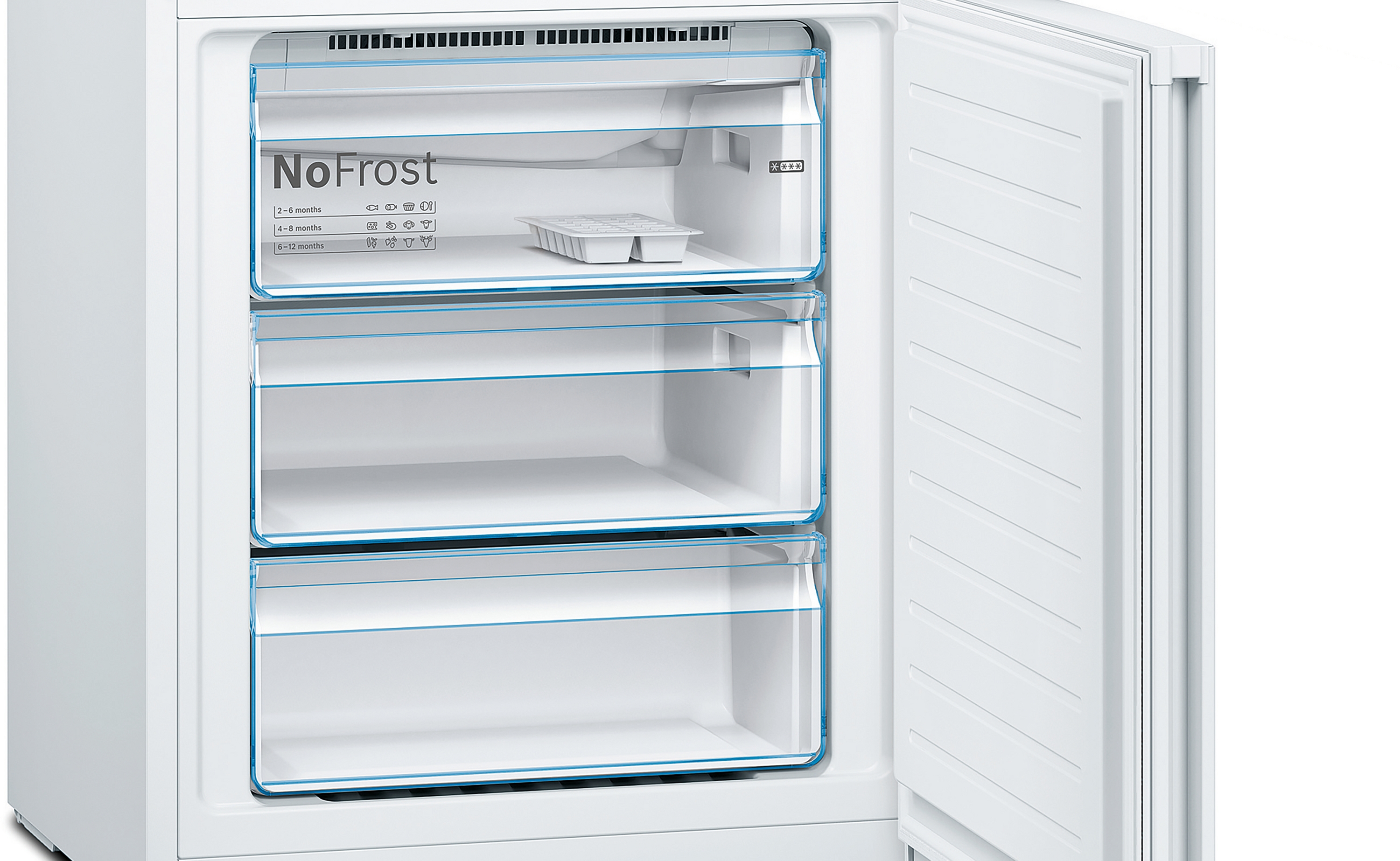 Series 4, free-standing fridge-freezer with freezer at bottom, 203 x 70 cm, White, KGN49XWEA