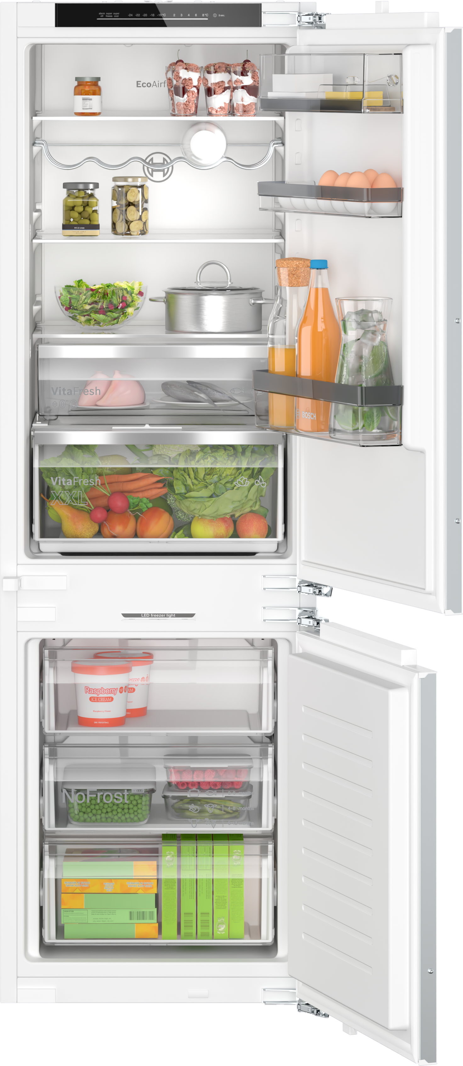 Series 6, built-in fridge-freezer with freezer at bottom, 177. 2 x 55. 8 cm, soft close flat hinge, kin86add0