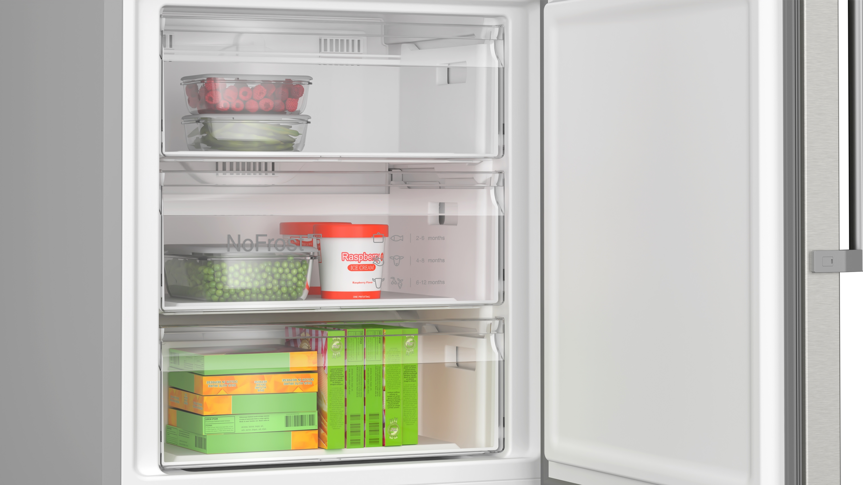 Series 6, free-standing fridge-freezer with freezer at bottom, 203 x 70 cm, Stainless steel (with anti-fingerprint), KGN49AIBT