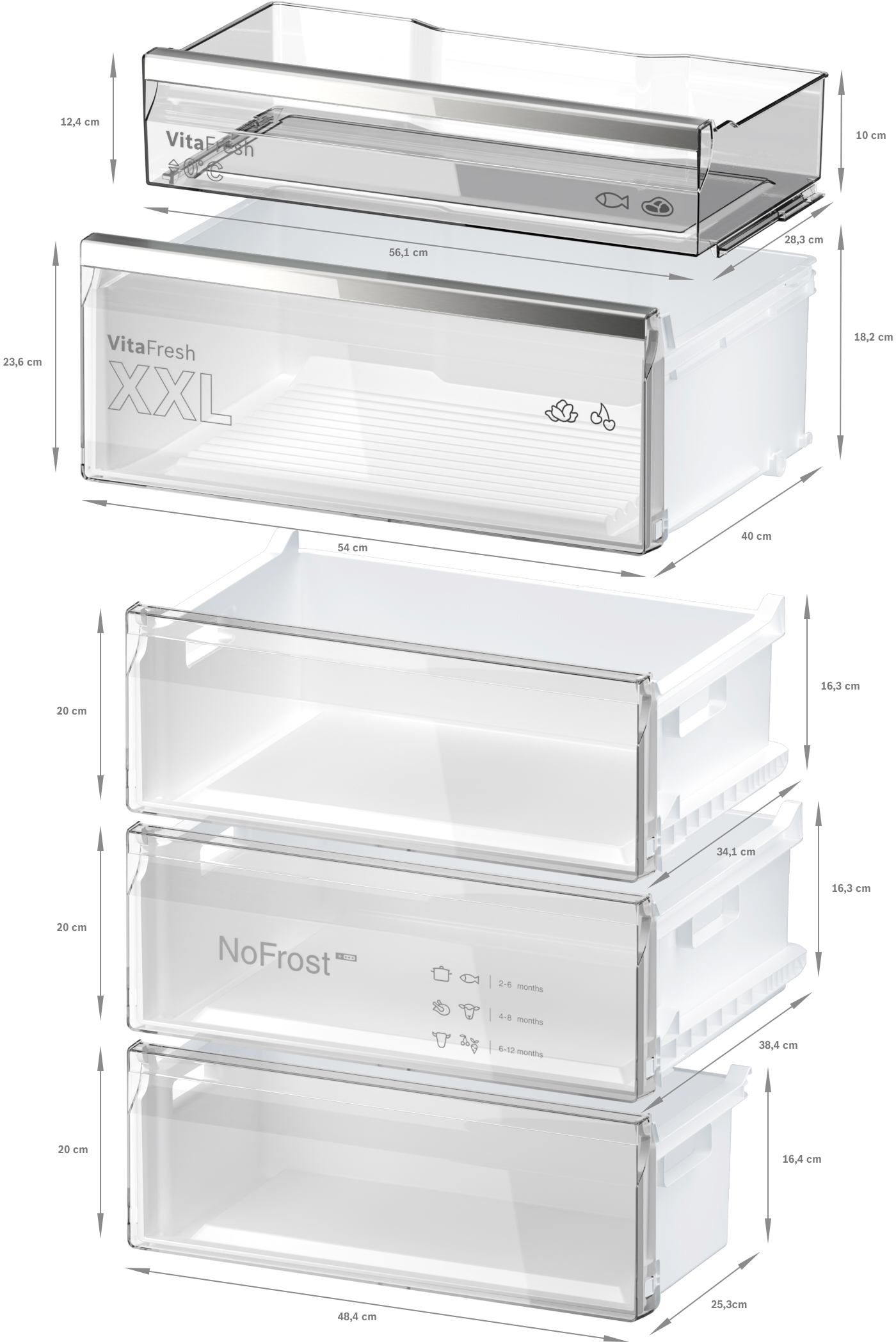 Series 6, free-standing fridge-freezer with freezer at bottom, 203 x 70 cm, Stainless steel (with anti-fingerprint), KGN49AIBT