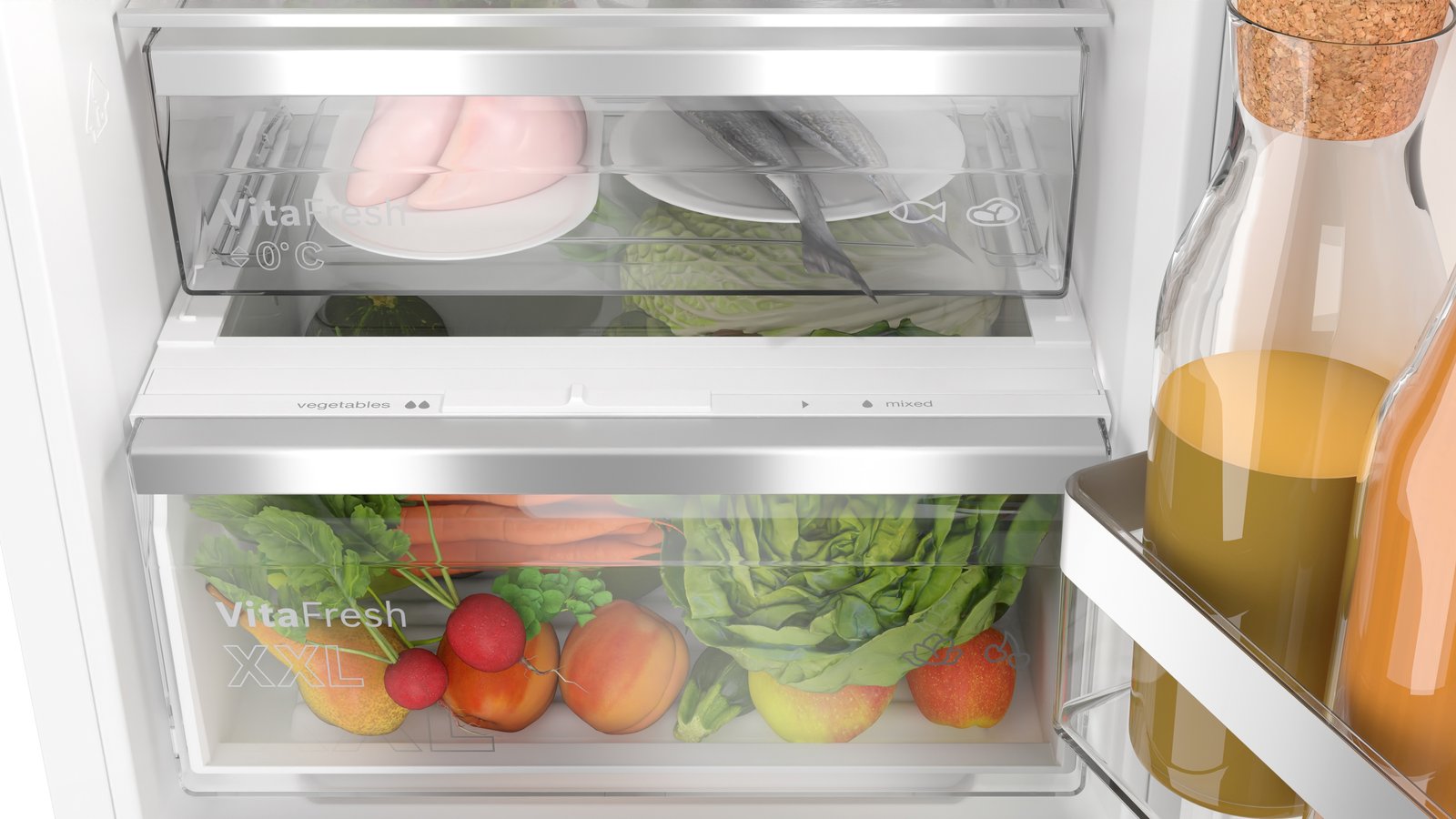 Series 6, built-in fridge-freezer with freezer at bottom, 177.2 x 55.8 cm, soft close flat hinge, KIN86ADD0