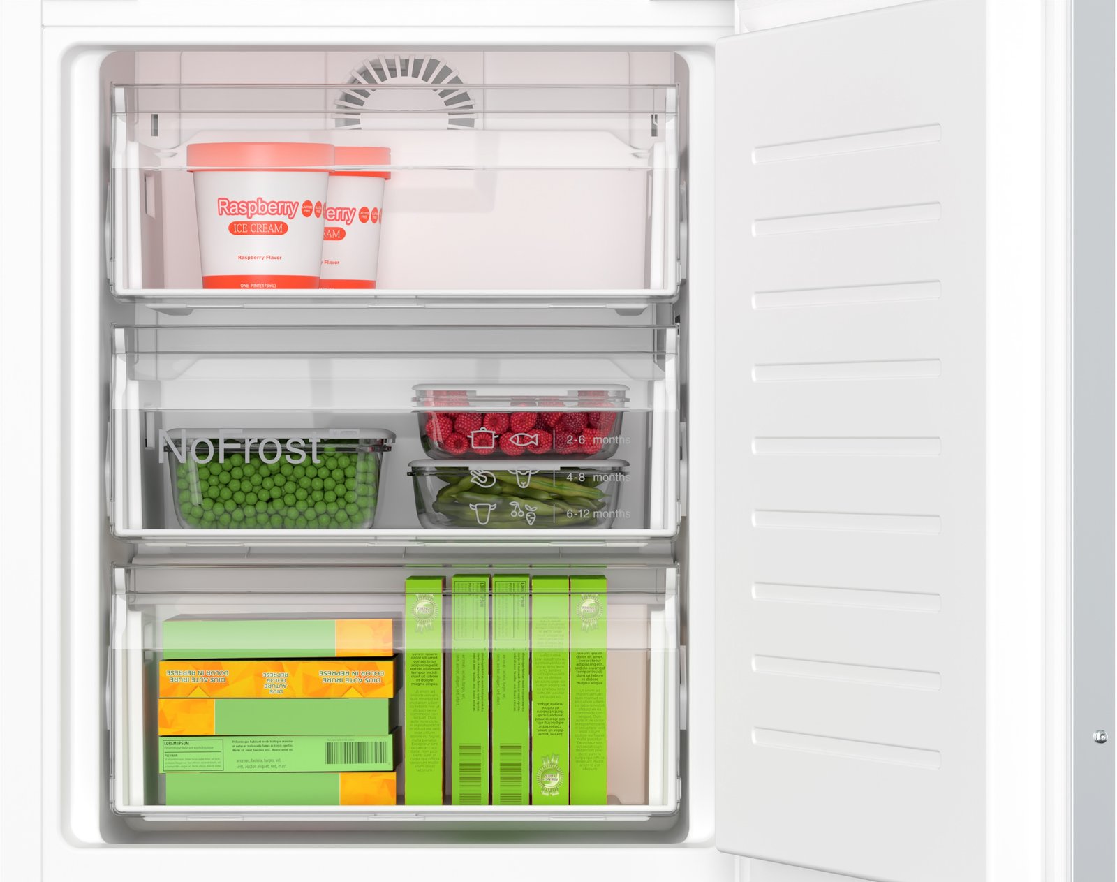 Series 6, built-in fridge-freezer with freezer at bottom, 177.2 x 55.8 cm, soft close flat hinge, KIN86ADD0