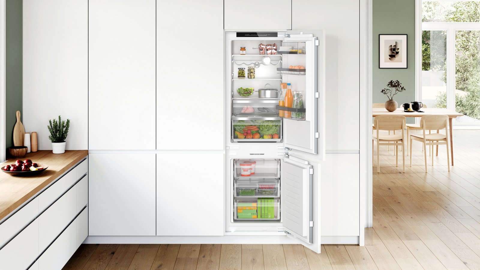 Series 6, built-in fridge-freezer with freezer at bottom, 177.2 x 55.8 cm, soft close flat hinge, KIN86ADD0