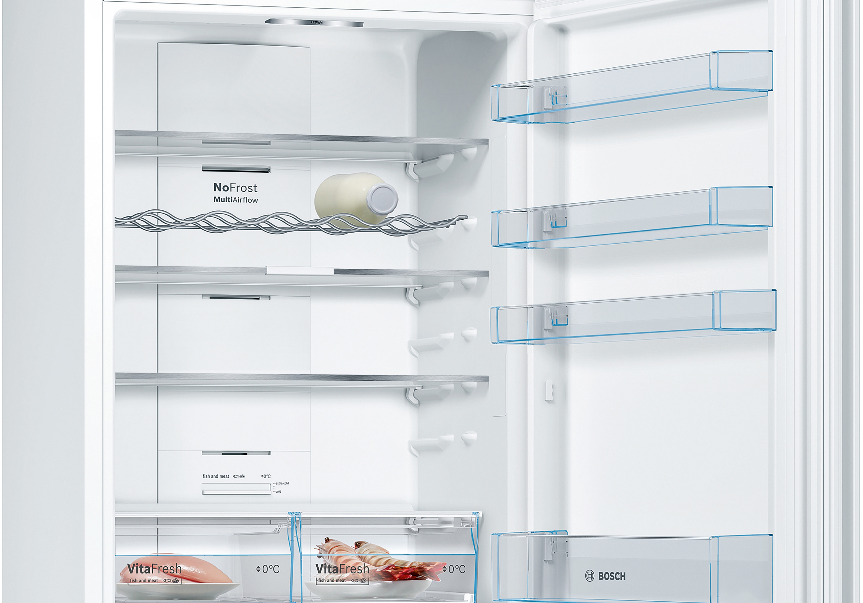 Series 4, free-standing fridge-freezer with freezer at bottom, 203 x 70 cm, White, KGN49XWEA