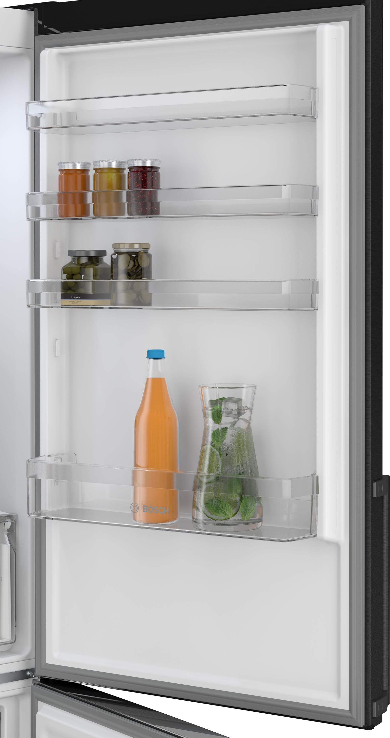 Series 4, free-standing fridge-freezer with freezer at bottom, 203 x 70 cm, Black stainless steel, KGN49VXDT