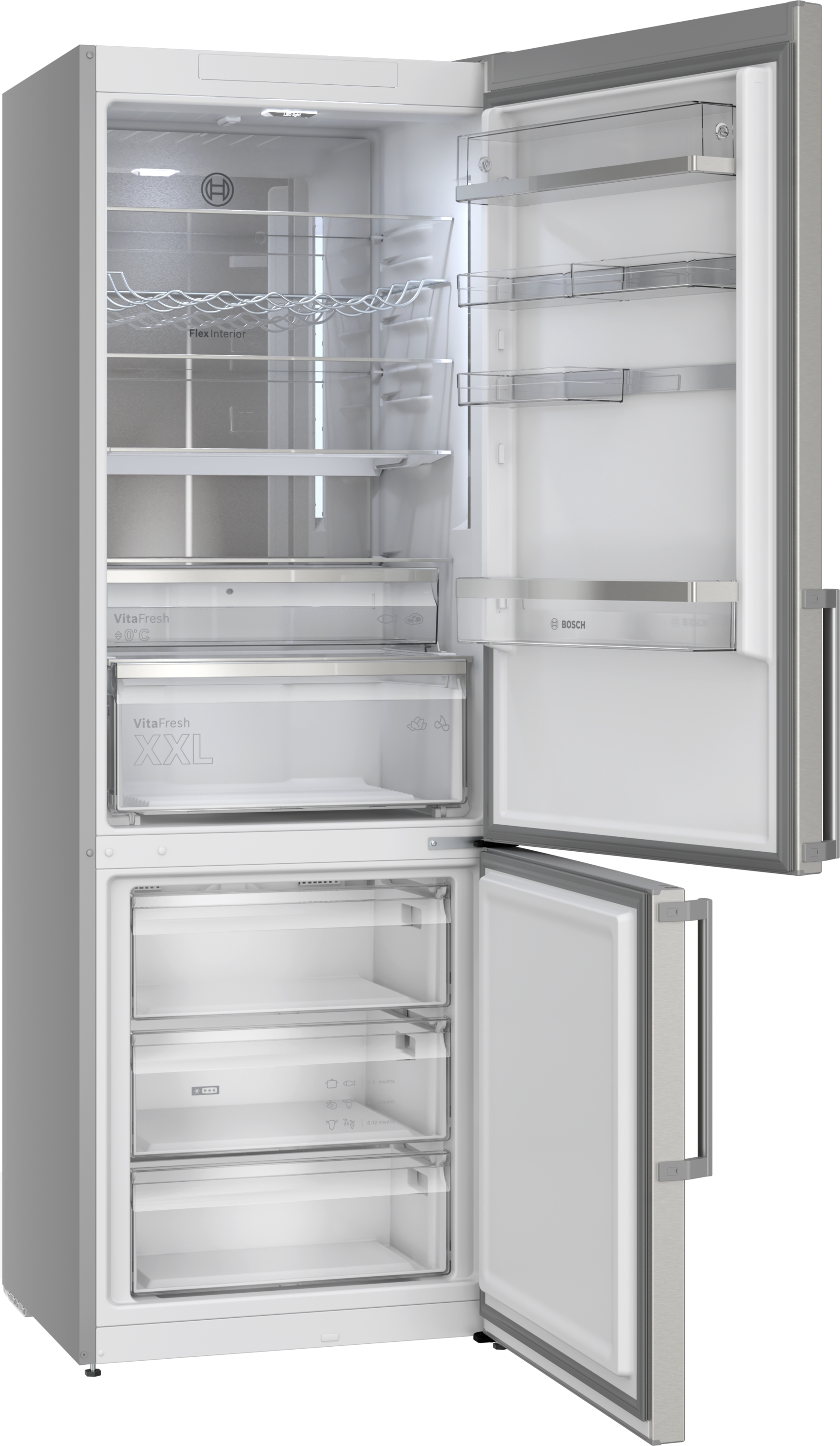 Series 6, free-standing fridge-freezer with freezer at bottom, 203 x 70 cm, Stainless steel (with anti-fingerprint), KGN49AIBT