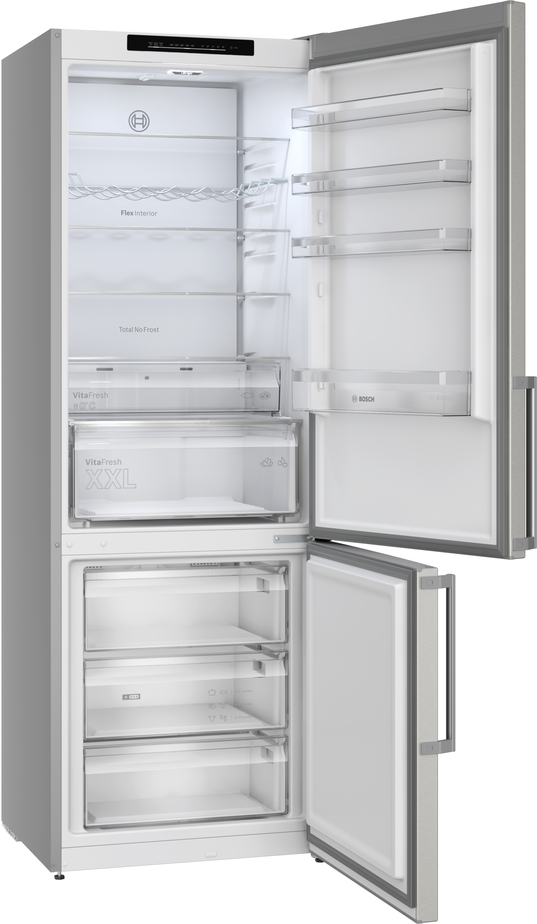 Series 4, free-standing fridge-freezer with freezer at bottom, 203 x 70 cm, Stainless steel (with anti-fingerprint), KGN49VICT
