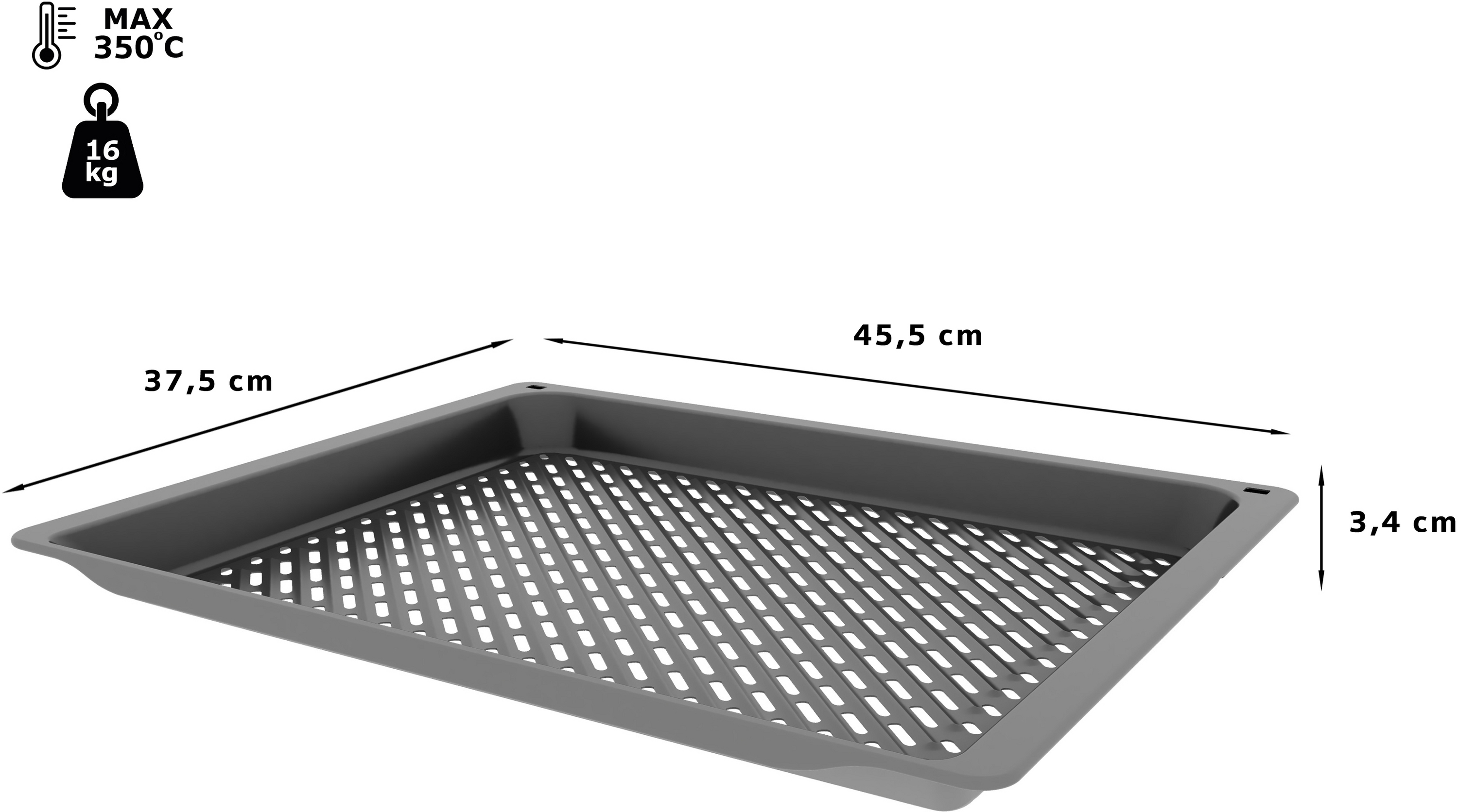 Air Fry & Grill tray , 38 x 455 x 375 mm, Anthracite, HEZ629070