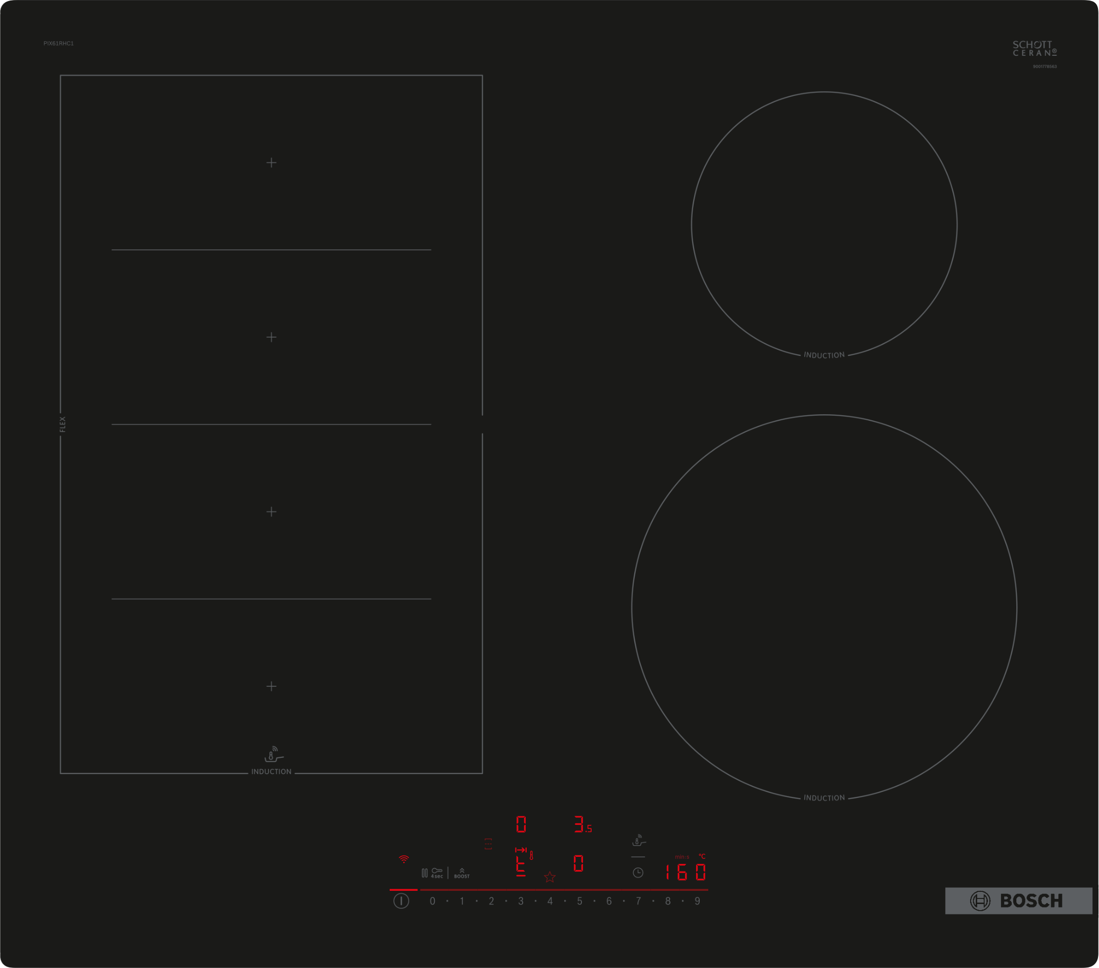 Serija 6, Indukciona ploča za kuvanje, 60 cm, Crna, ugradnja bez okvira, PIX61RHC1E