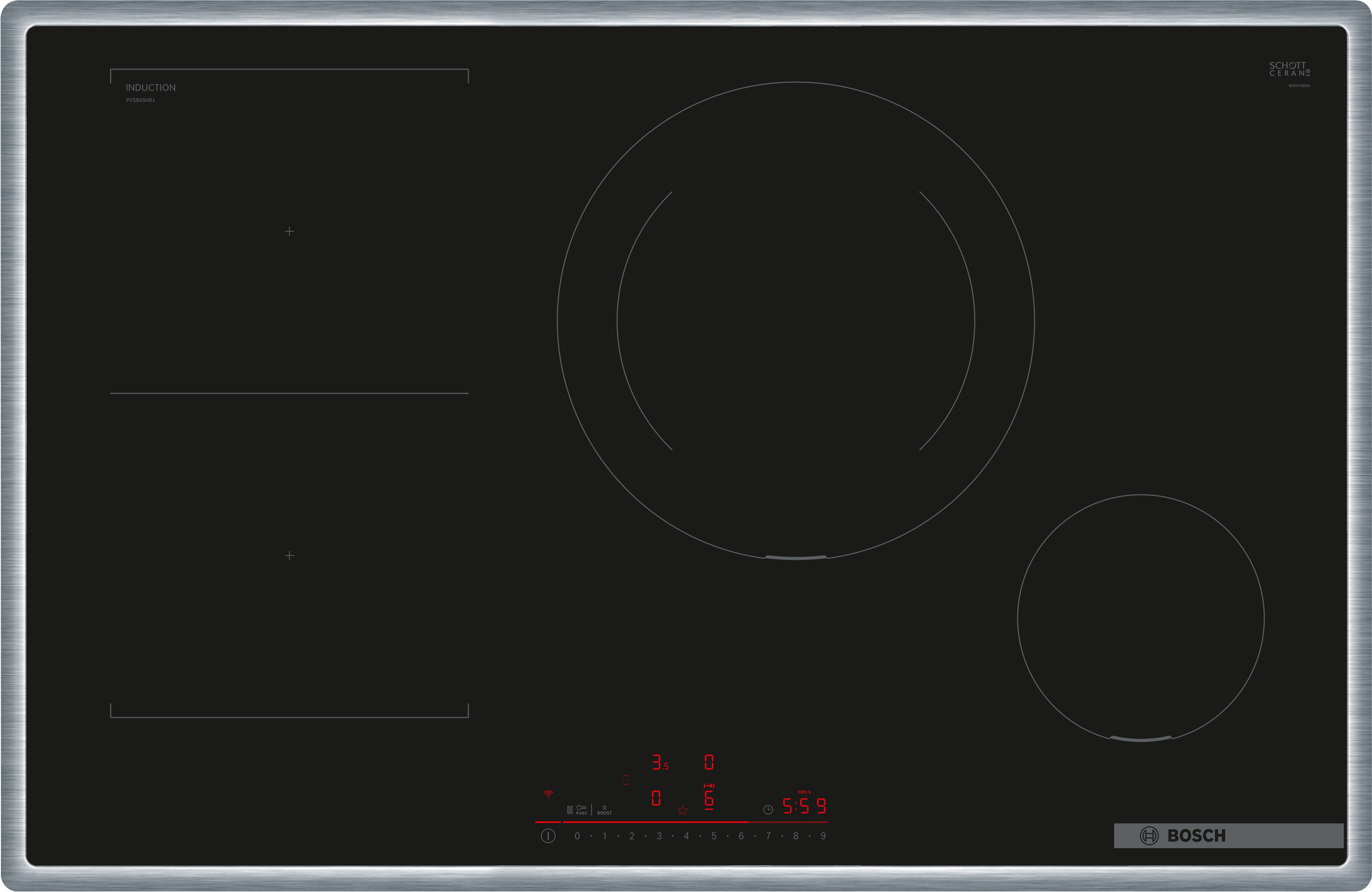 Serija 6, Indukciona ploča za kuvanje, 80 cm, Crna, ugradnja sa okvirom, PVS845HB1E