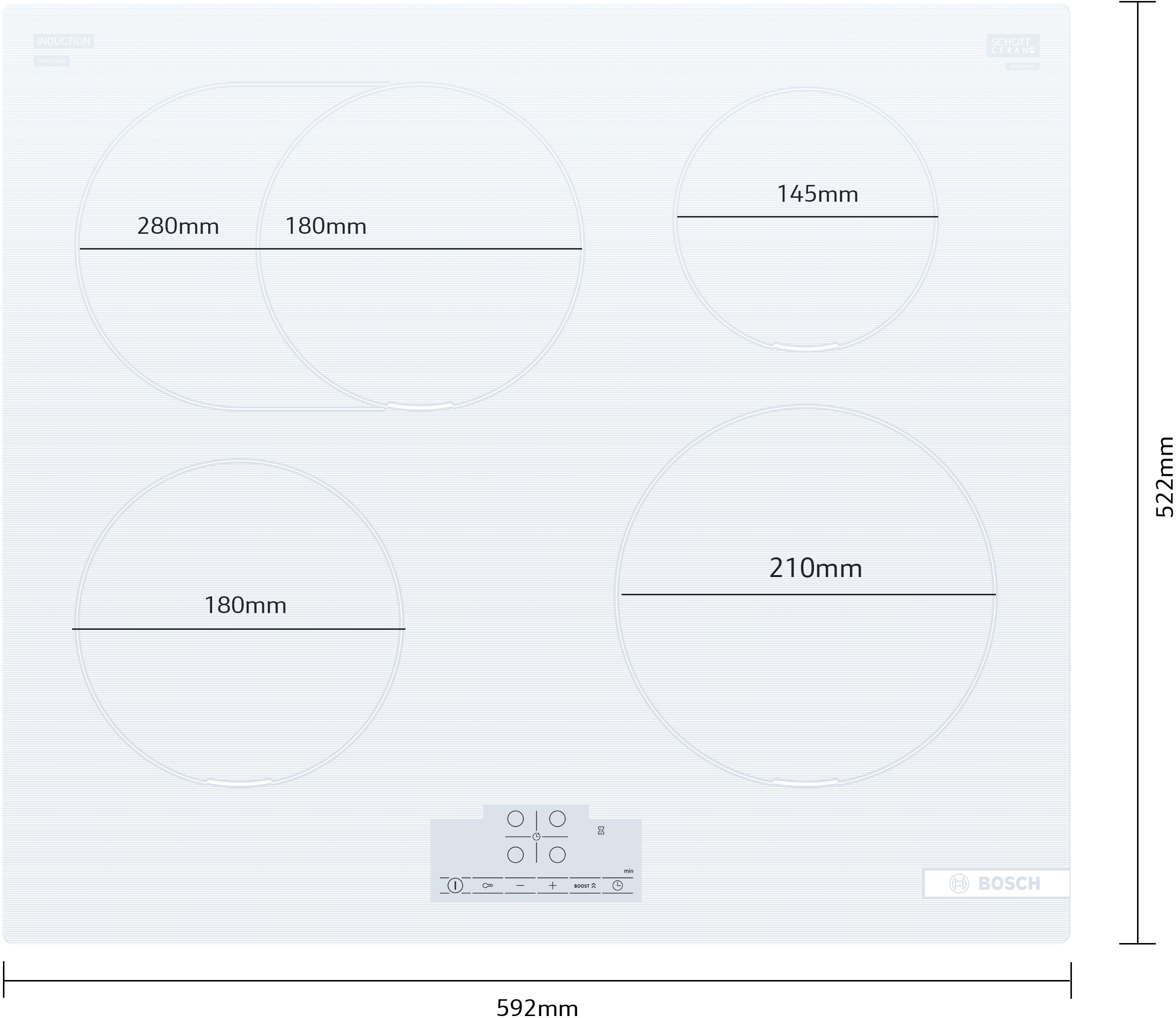 Series 6, Induction hob, 60 cm, surface mount without frame, PIF612BB1E