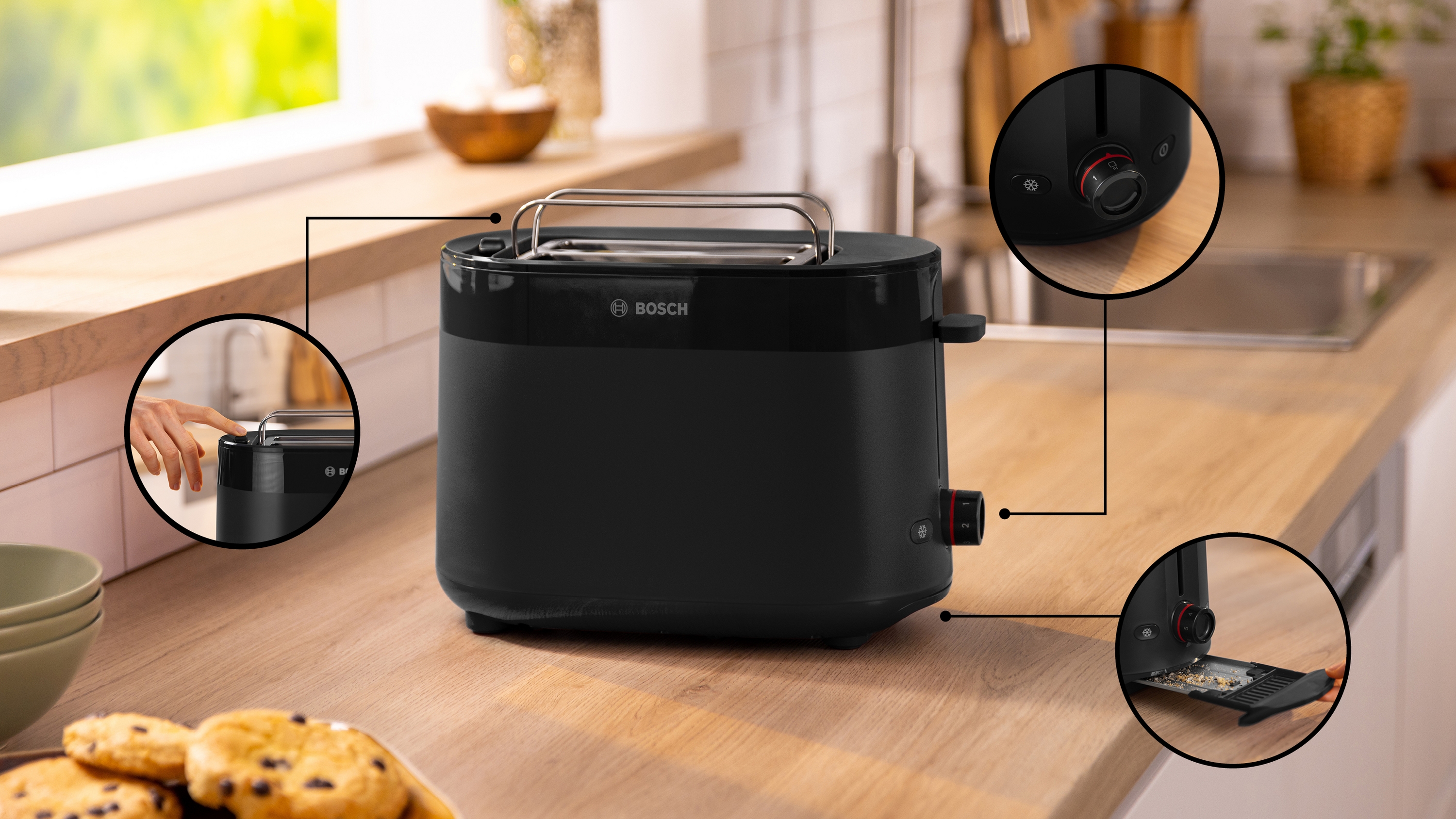 Compact toaster, MyMoment, Black, TAT2M123