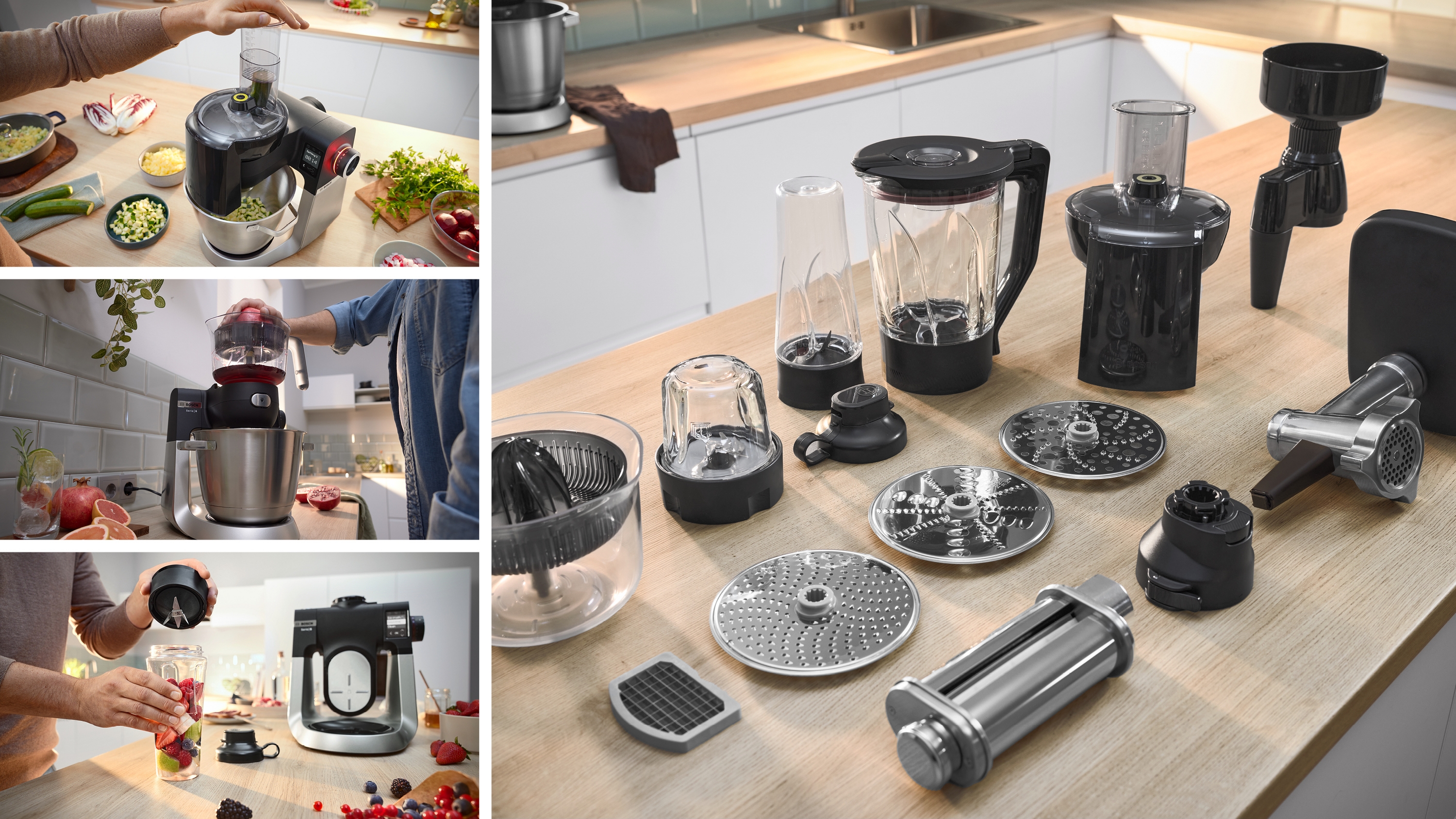 Series 6, Kitchen machine with scale, 1600 W, Black, Brushed stainless steel, MUMS6ZS00