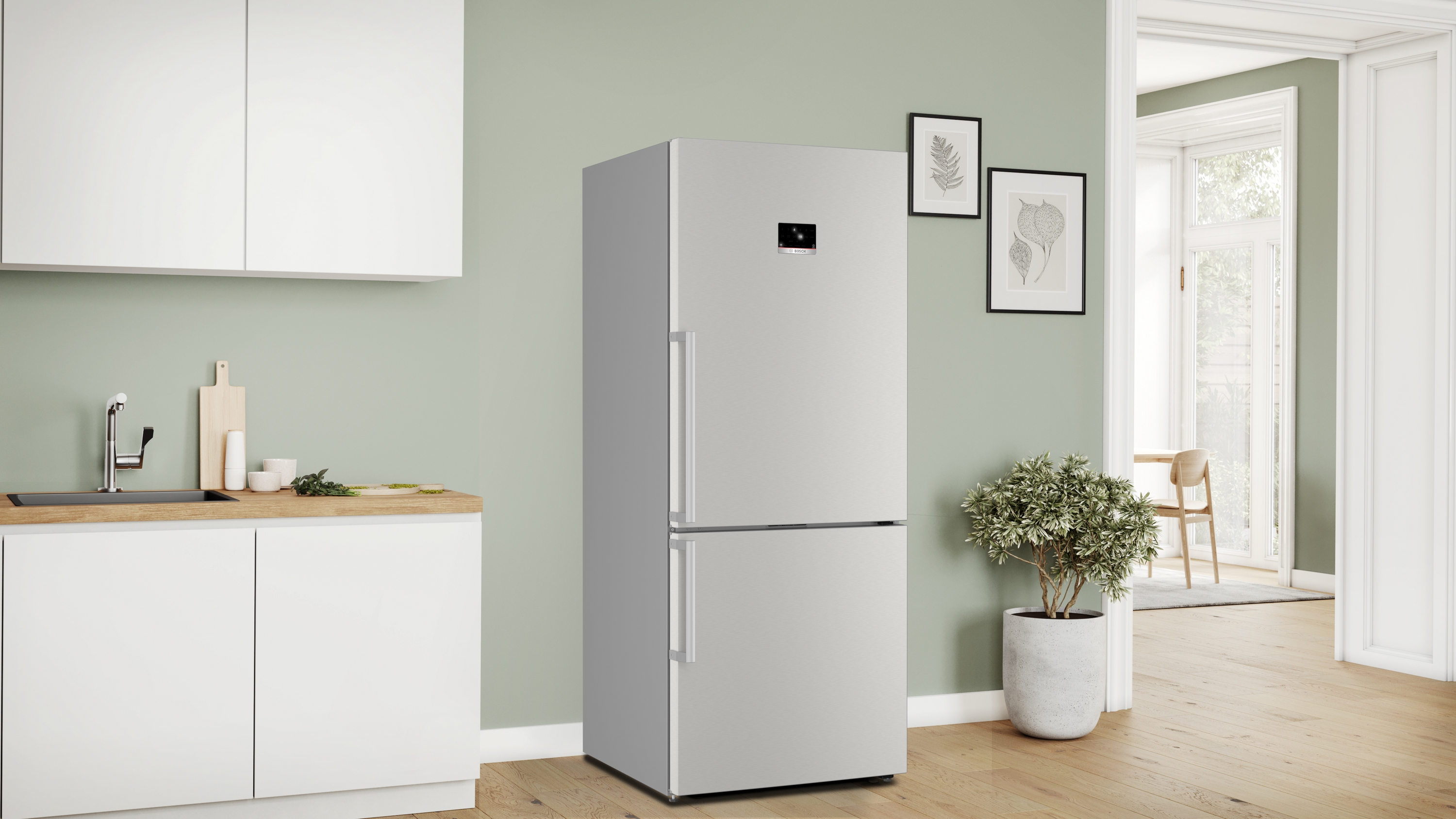 Series 8, free-standing fridge-freezer with freezer at bottom, 186 x 75 cm, Stainless steel (with anti-fingerprint), KGP76AIC0N