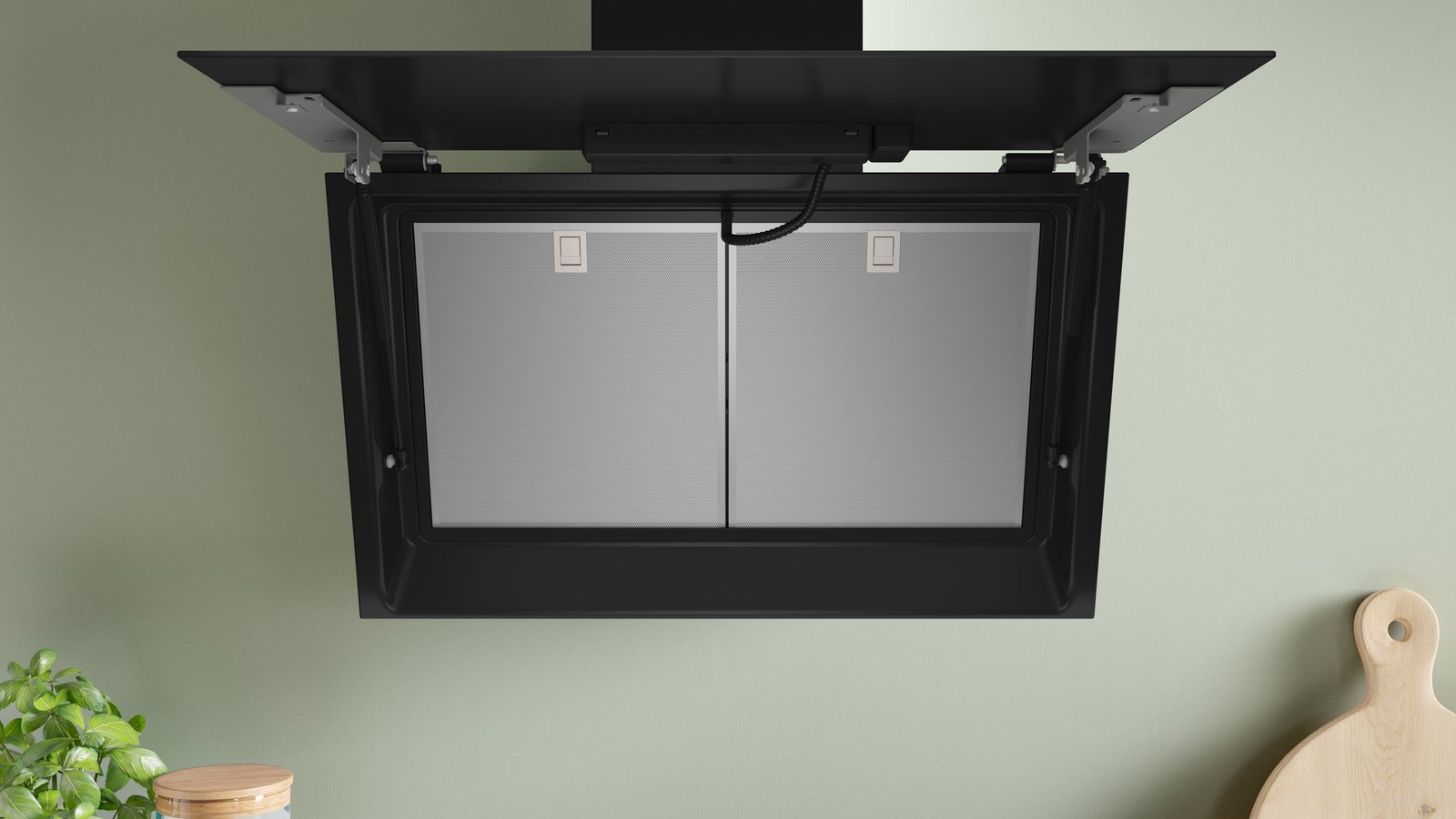 Series 6, wall-mounted cooker hood, 80 cm, clear glass black printed, DWK81AN60