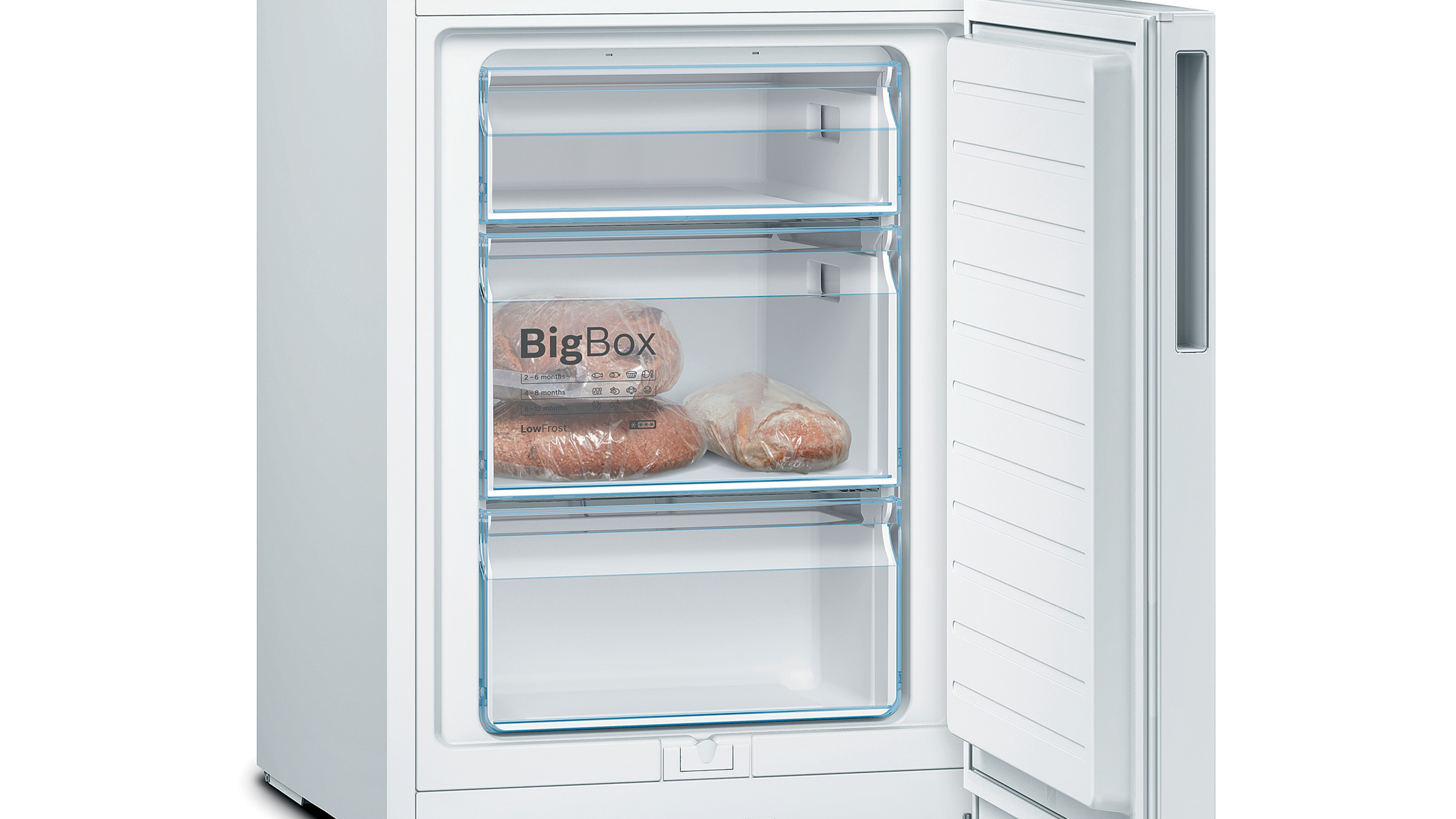 Serija 4, Samostojeći frižider sa zamrzivačem dole, 186 x 60 cm, Bela, KGV362WEAS