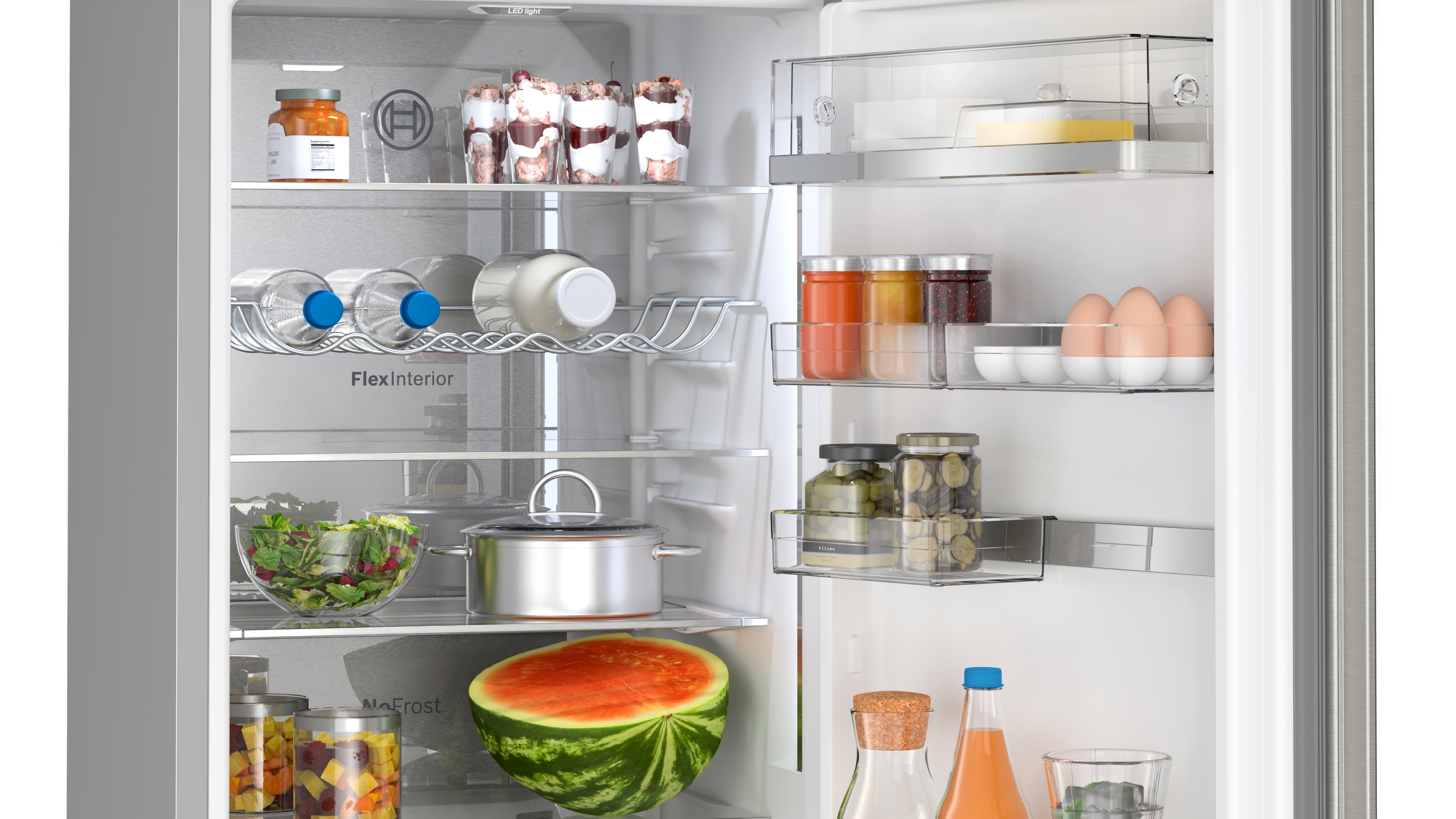 Series 6, free-standing fridge-freezer with freezer at bottom, 203 x 60 cm, Stainless steel (with anti-fingerprint), KGN394ICF