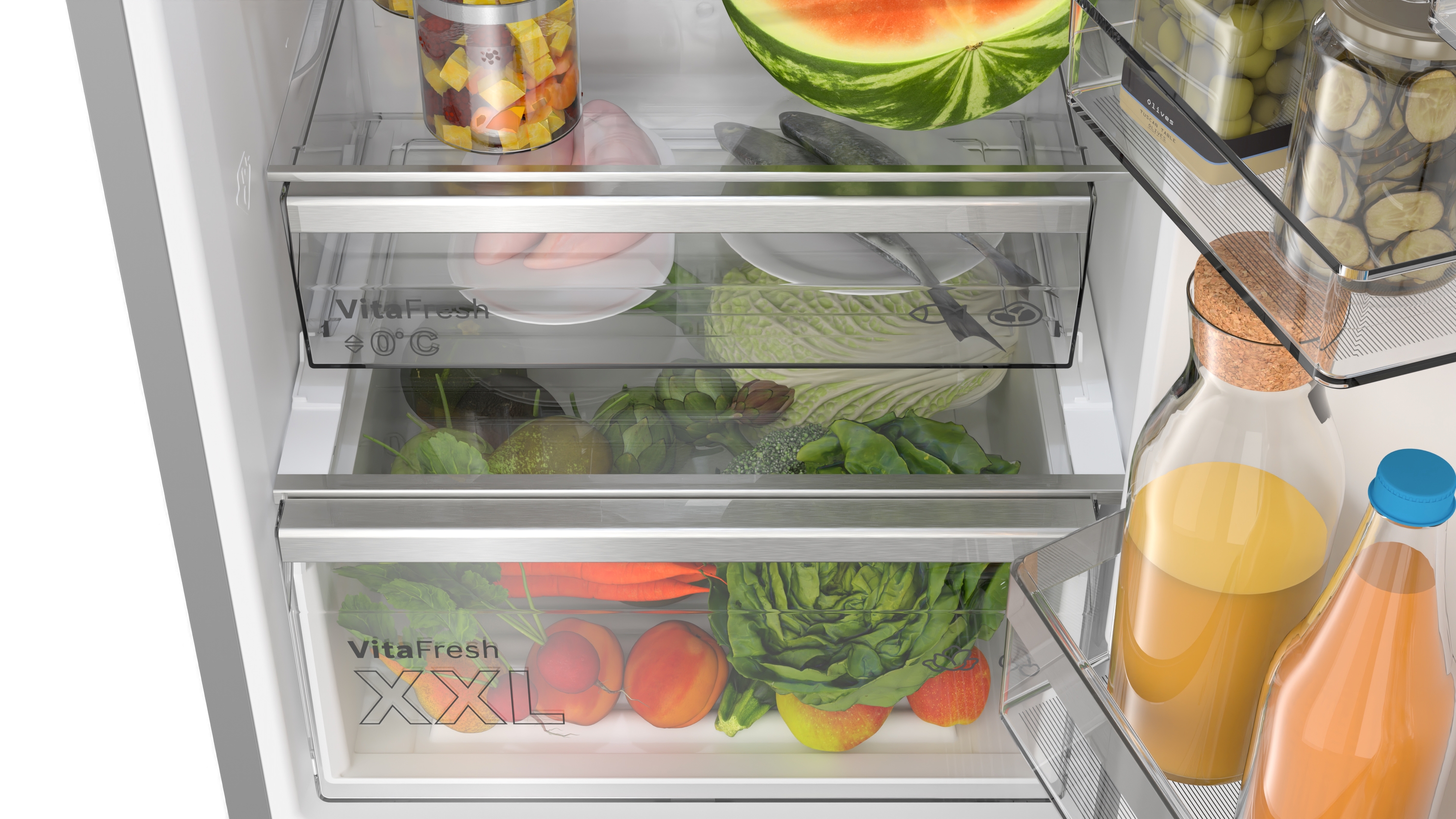 Series 6, free-standing fridge-freezer with freezer at bottom, 203 x 60 cm, Stainless steel (with anti-fingerprint), KGN394ICF