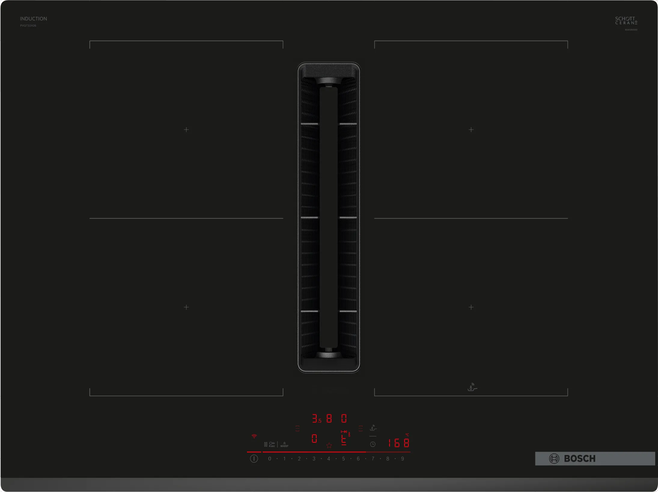 Series 6, Induction hob with integrated ventilation system, 70 cm, surface mount without frame, PVQ731H26E