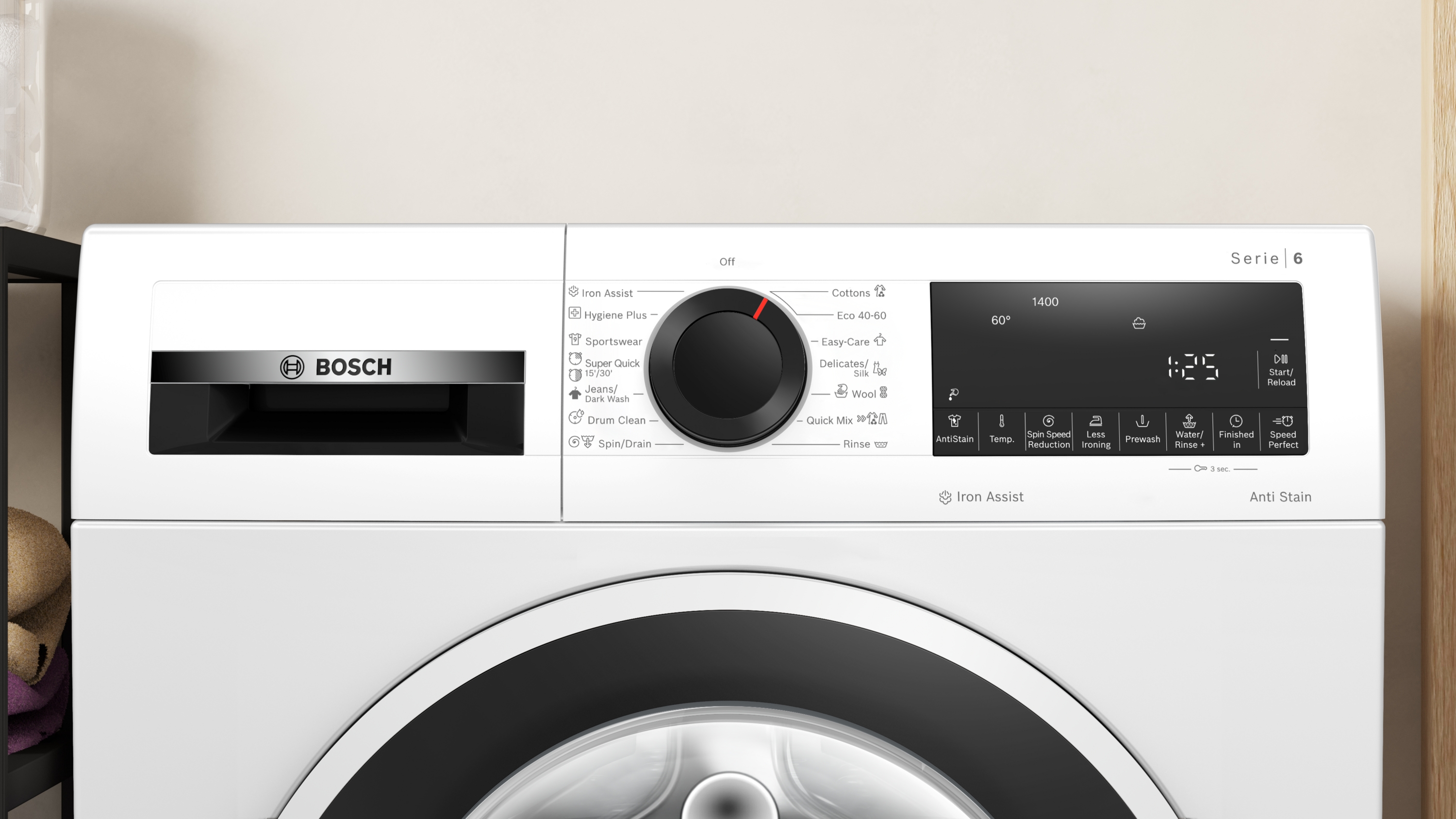 Series 6, washing machine, frontloader fullsize, 9 kg, 1400 rpm, WGG244Z2BY