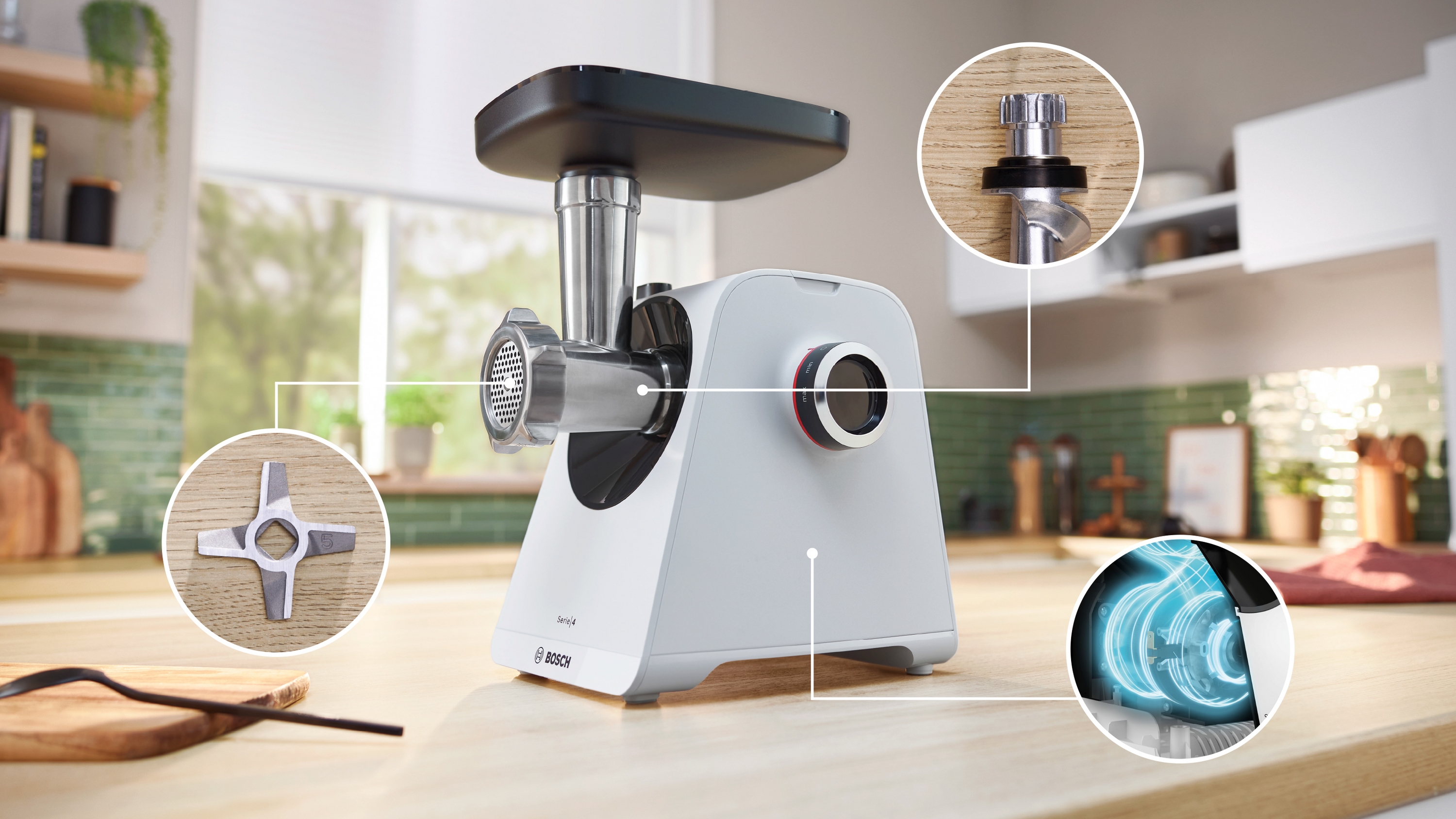 Series 4, Food mincer, MultiPower Series 4, 1900 W, White, White, MFWS420W