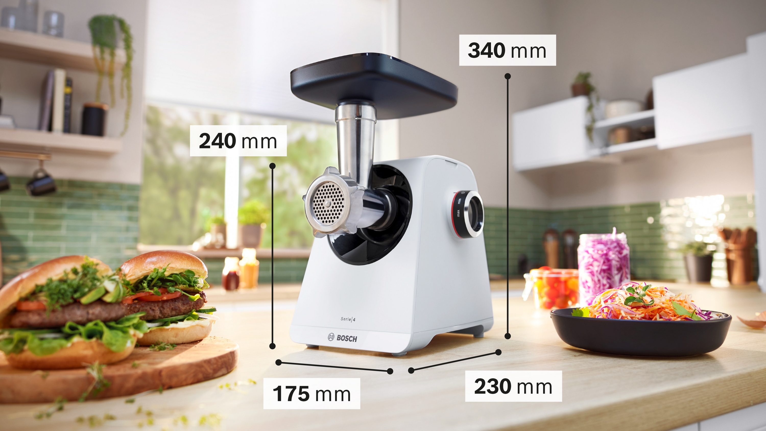 Series 4, Food mincer, MultiPower Series 4, 1900 W, White, White, MFWS420W