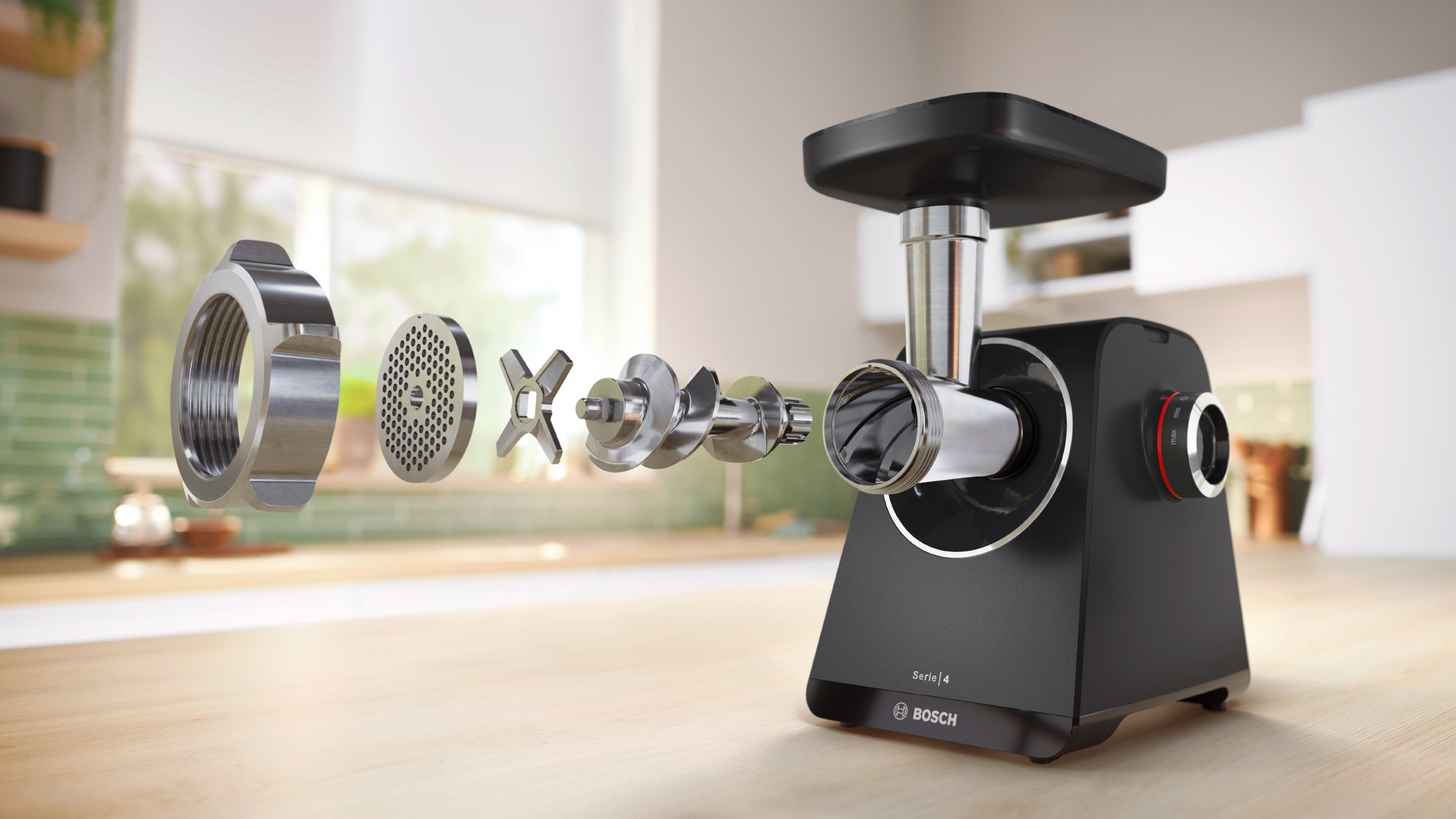 Series 4, Food mincer, MultiPower Series 4, 1900 W, Black, Black, MFWS440B