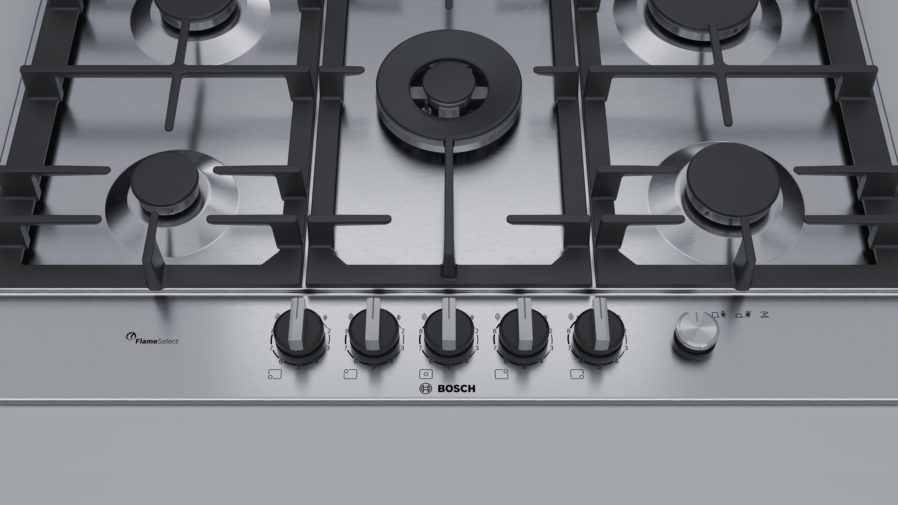 Series 6, Gas hob, 75 cm, Stainless steel, PCQ7A5M90