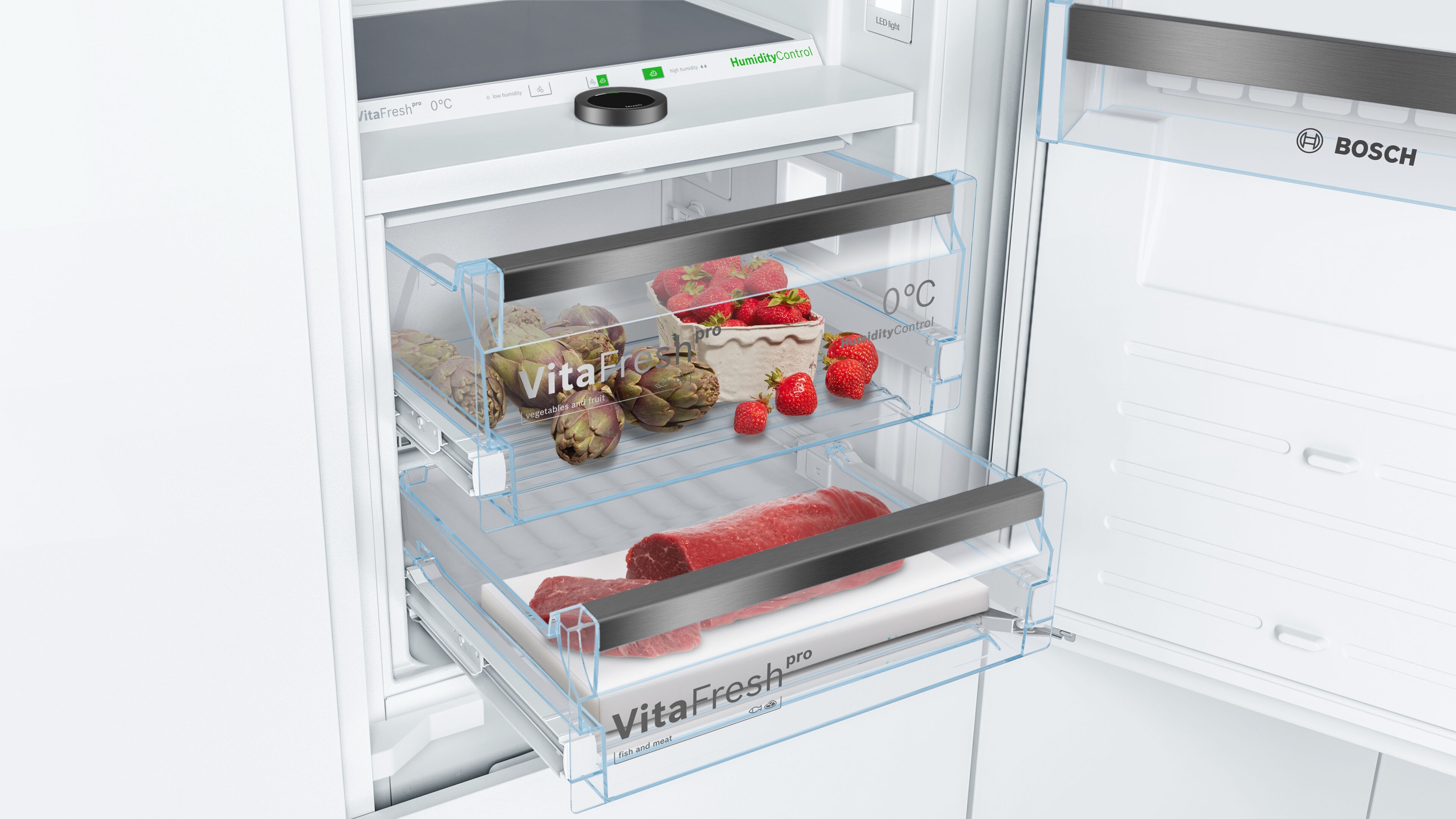 Series 8, built-in fridge-freezer with freezer at bottom, 177.2 x 55.8 cm, soft close flat hinge, KIF86HDD0