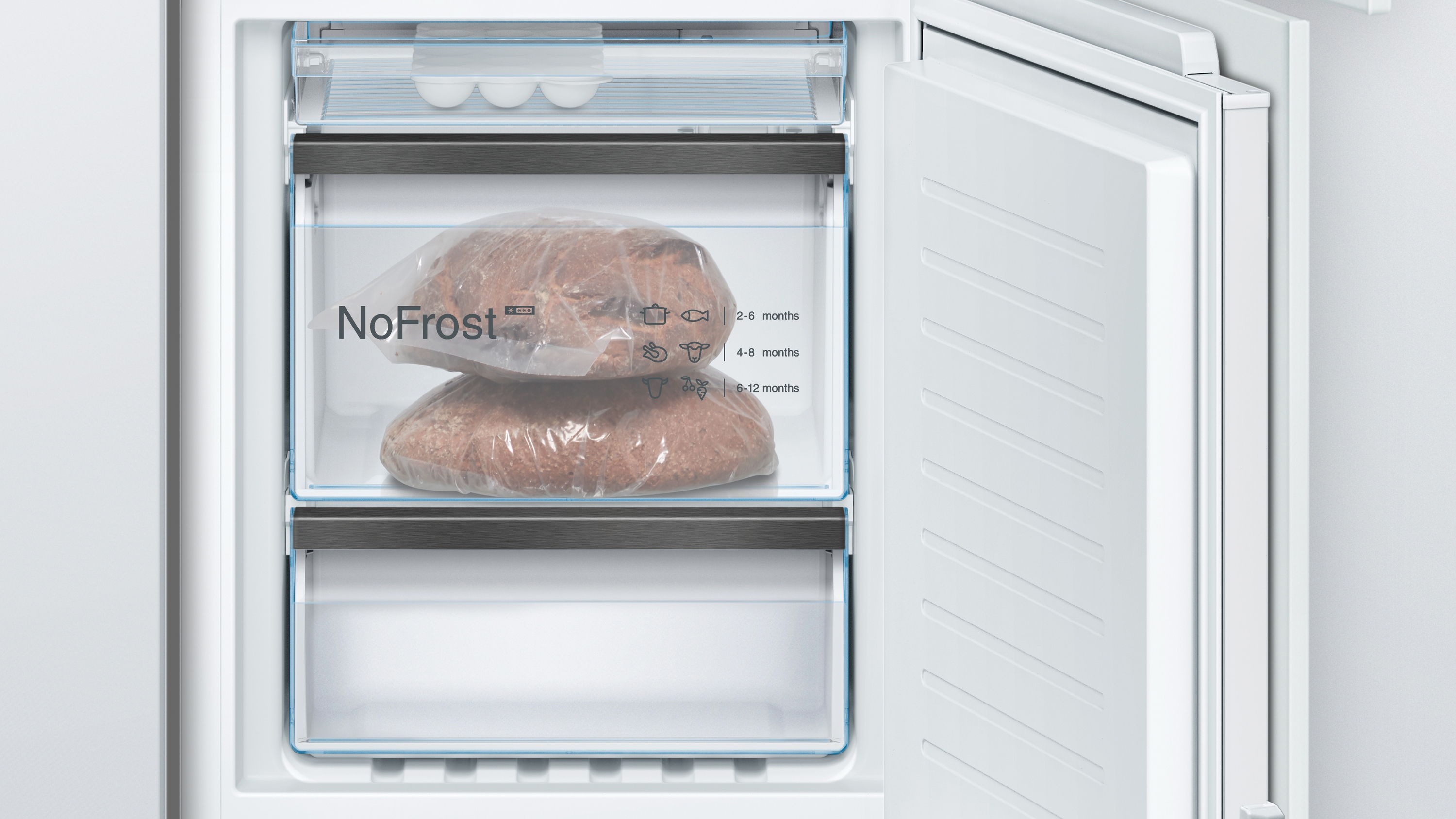 Series 8, built-in fridge-freezer with freezer at bottom, 177.2 x 55.8 cm, soft close flat hinge, KIF86HDD0